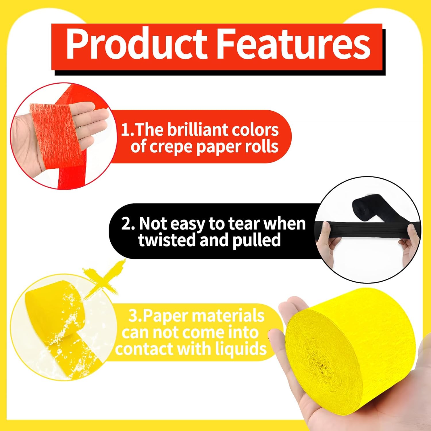 Cartoon Monster Birthday Decorations 8 Rolls Crepe Paper Streamers