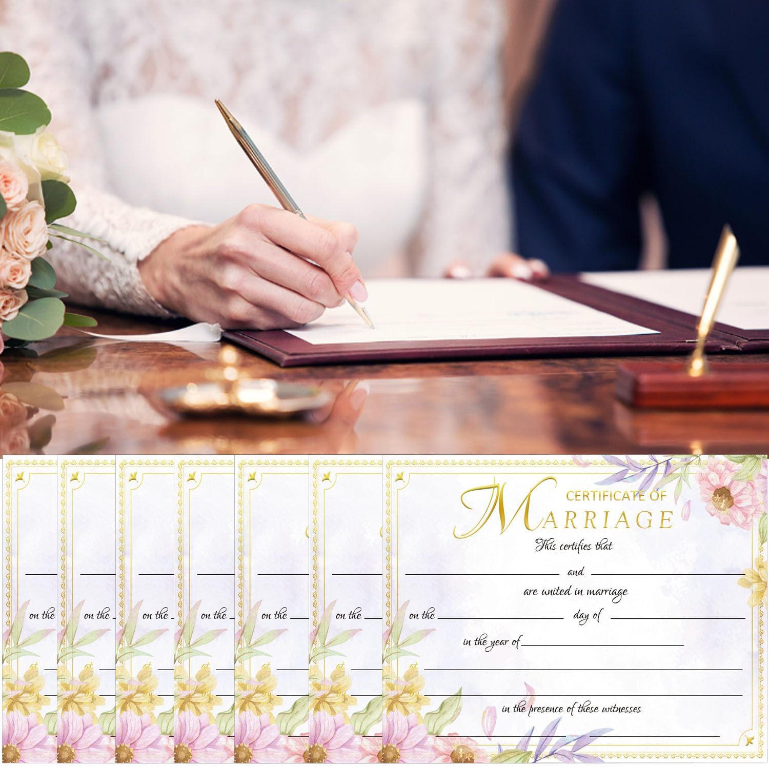 25 Pcs Gold Foil Wedding Certificates 11x85 Inch Blank Ceremony Paper
