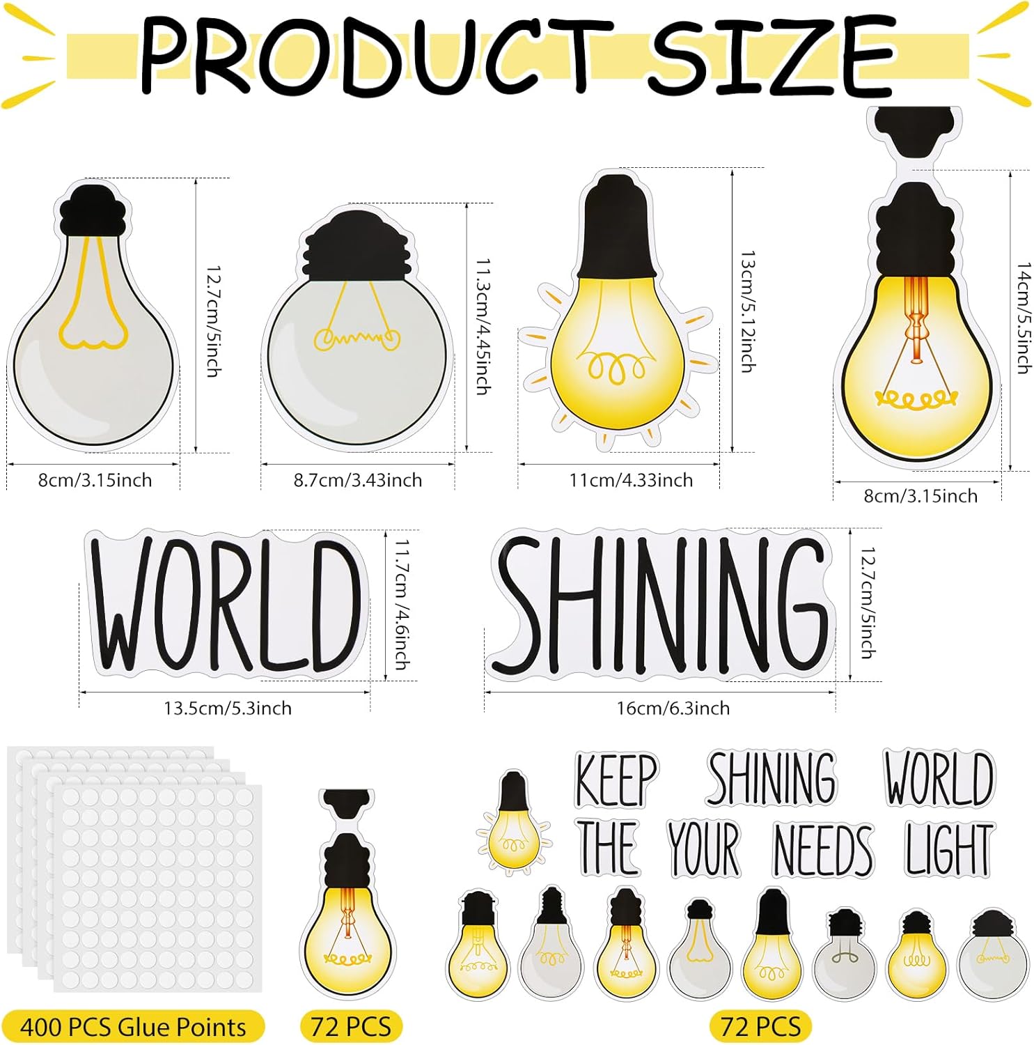 Karenhi 108 Pcs Light Bulb Bulletin Board Decor Set