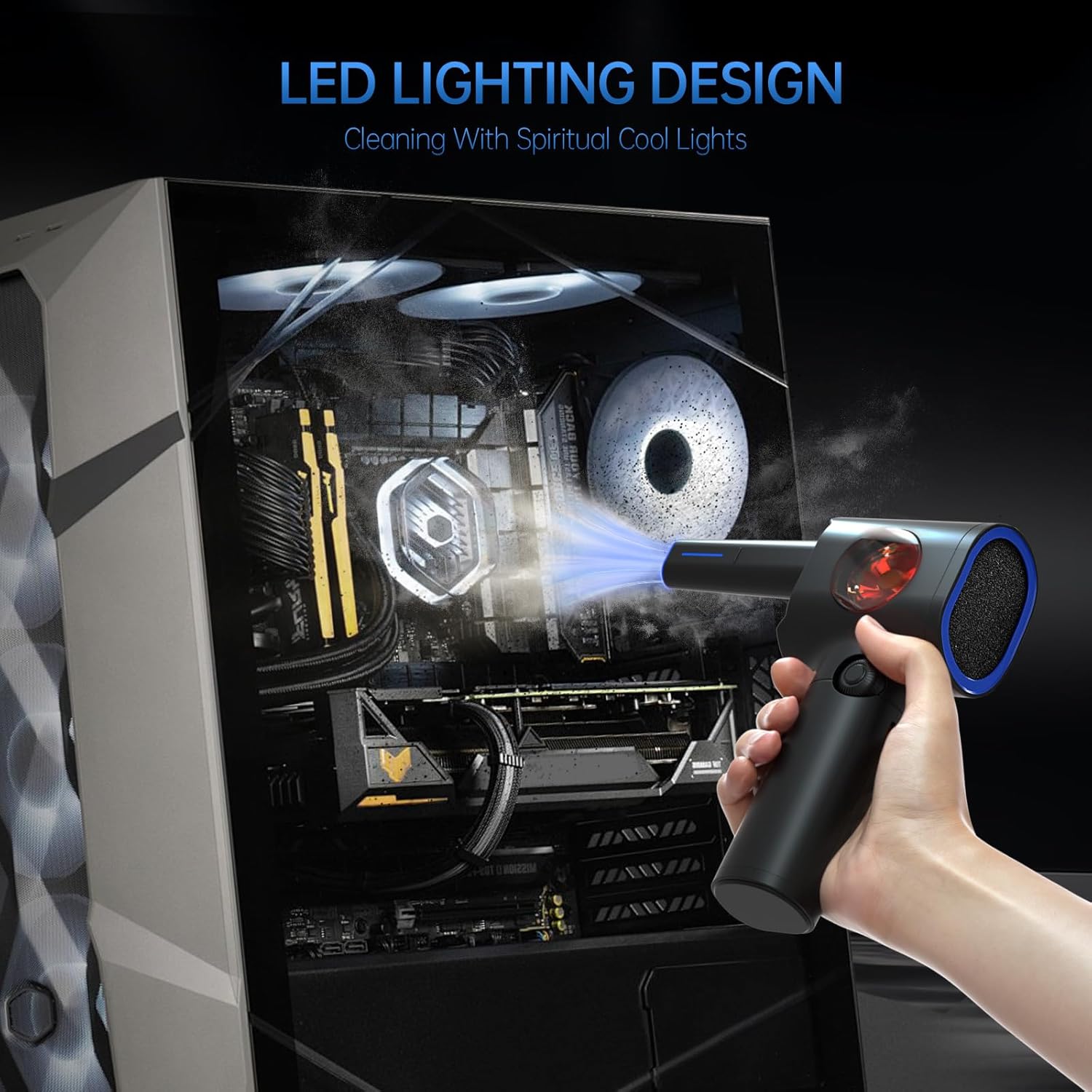 ATEngeus Compressed Air Duster with Storage Case and LED Light