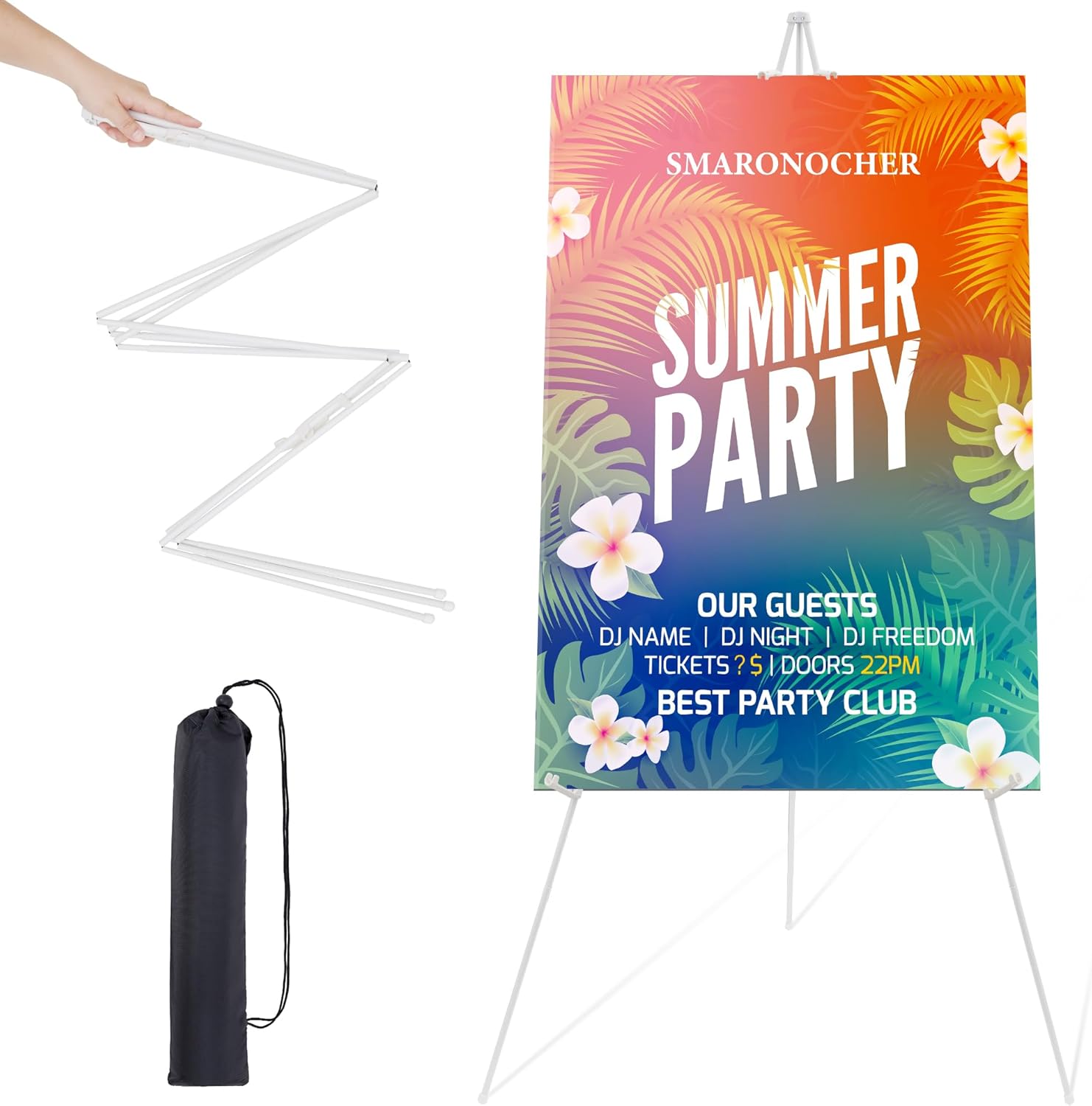 63 Portable Metal Easel Stand - White