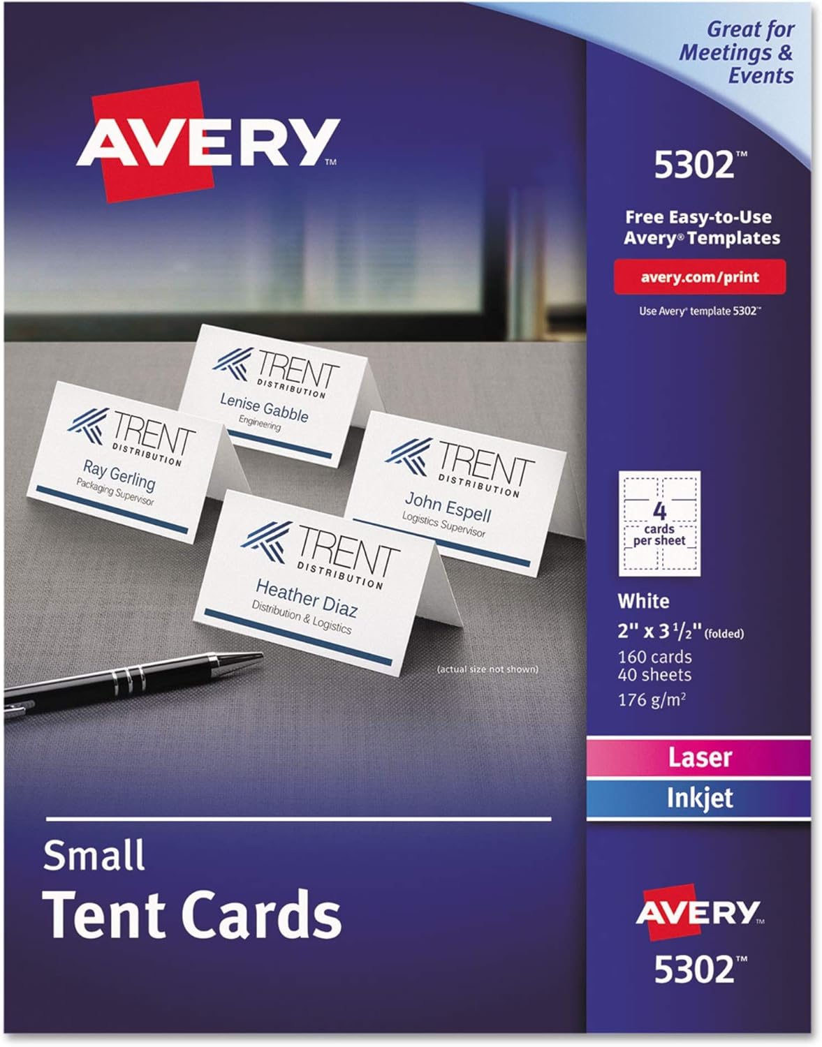 Avery Small Tent Cards 2x35 White Box of 160