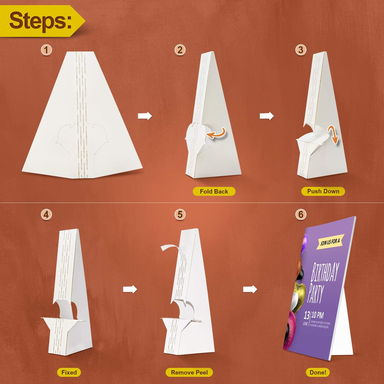 Golden State Art Self-Stick Easel Back Display Stand Pack of 50 White