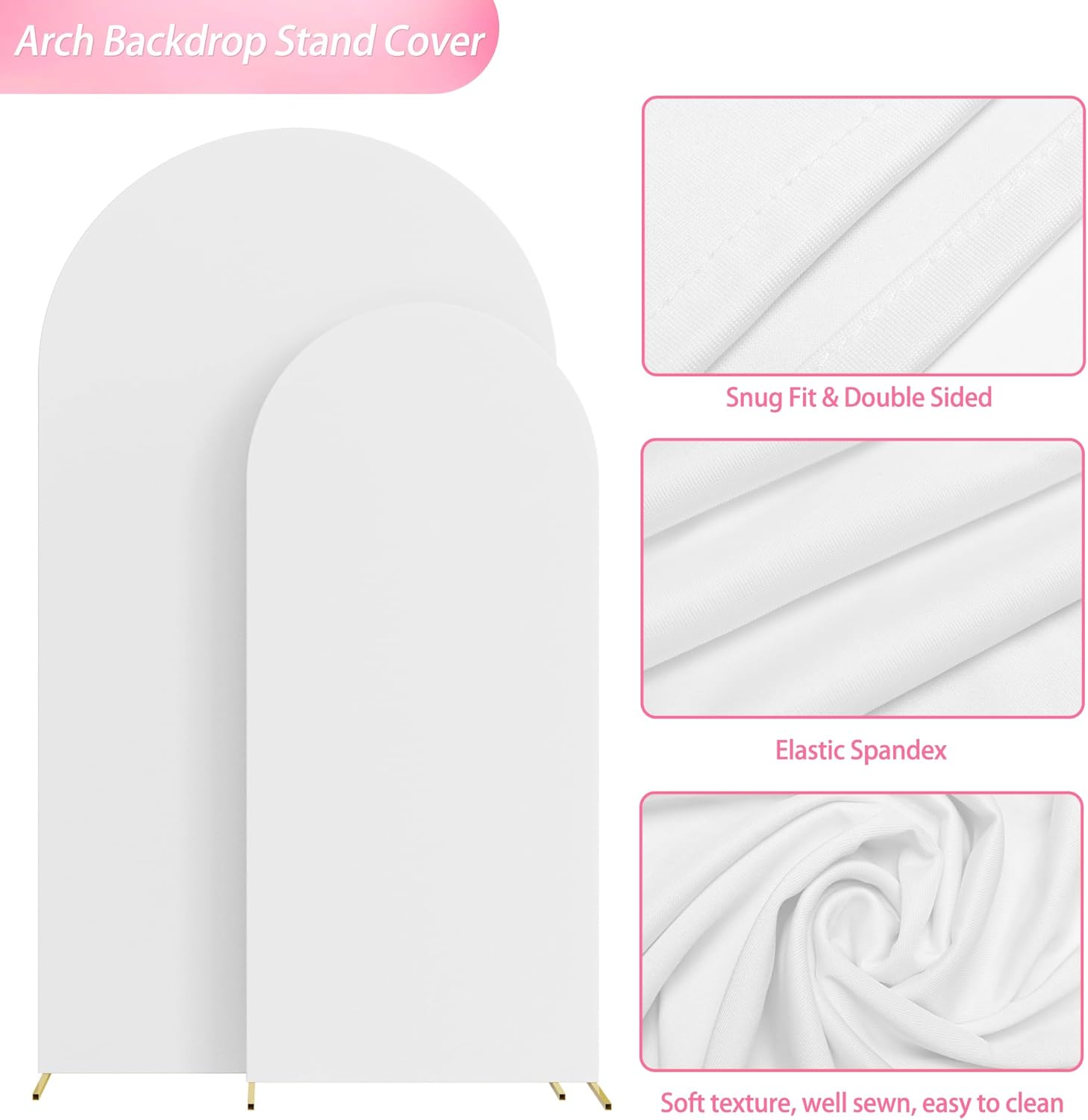 Wokceer 2 Piece White Spandex Arch Cover for Weddings and Parties