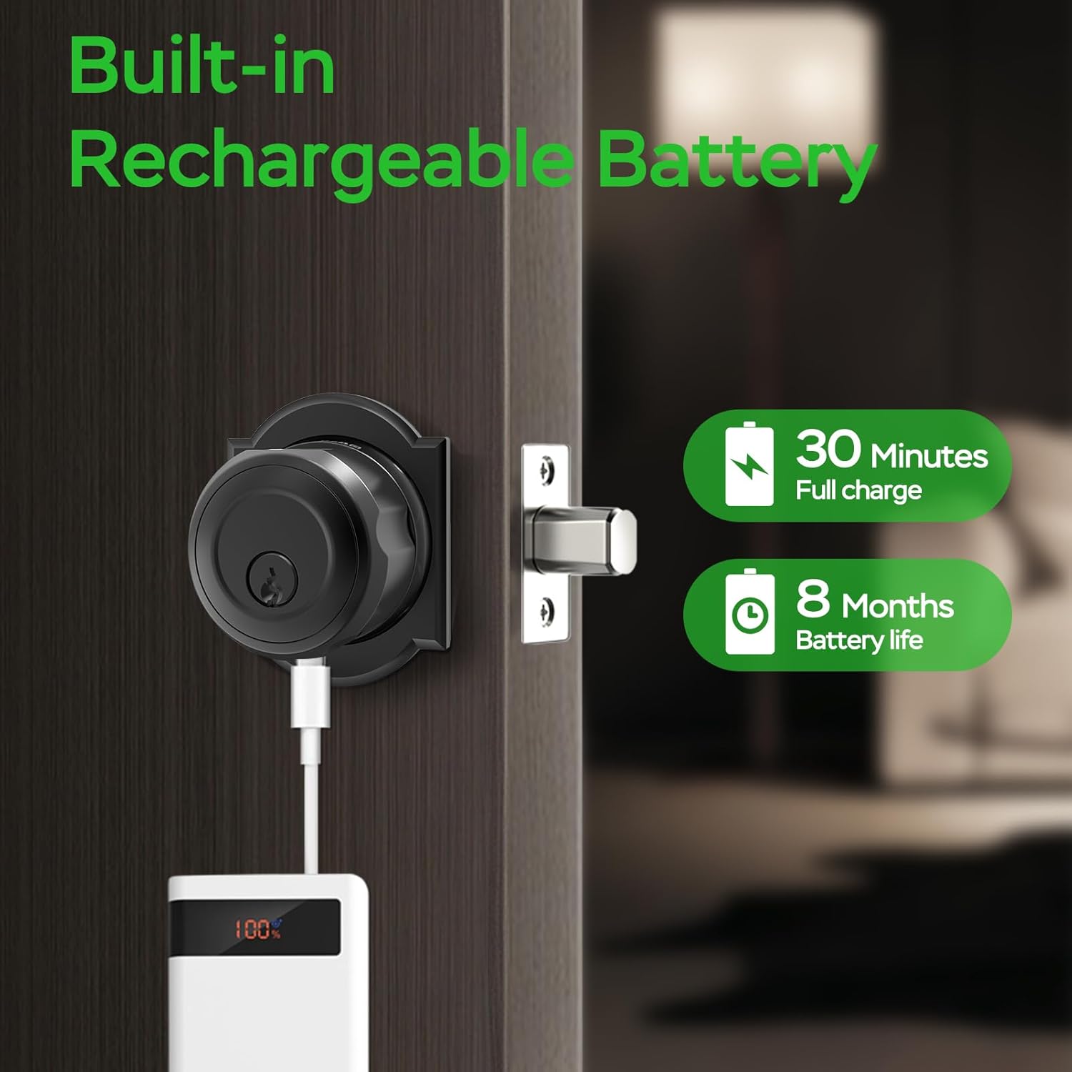 GeekTale Smart Deadbolt Door Lock with Biometric Fingerprint and App Control
