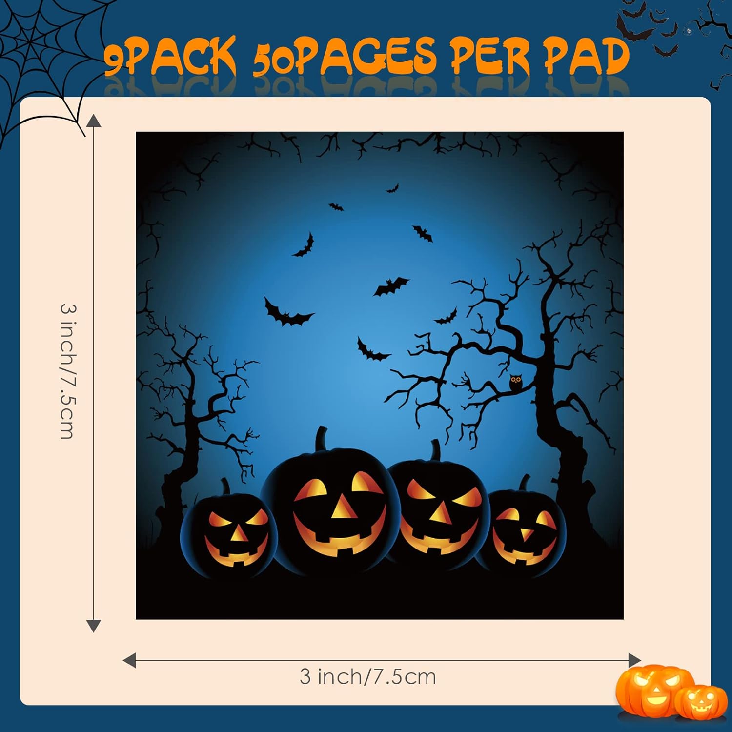 9 Piece Halloween Sticky Note Set with 450 Self-Adhesive Notes