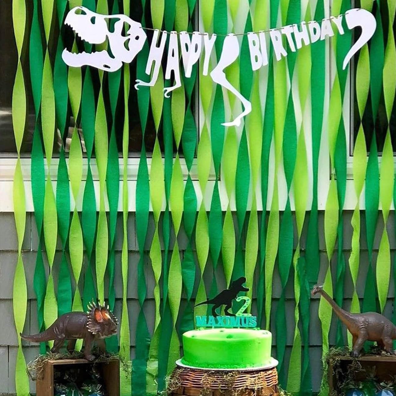 6 Rolls Green Crepe Paper Streamers for Party Decorations