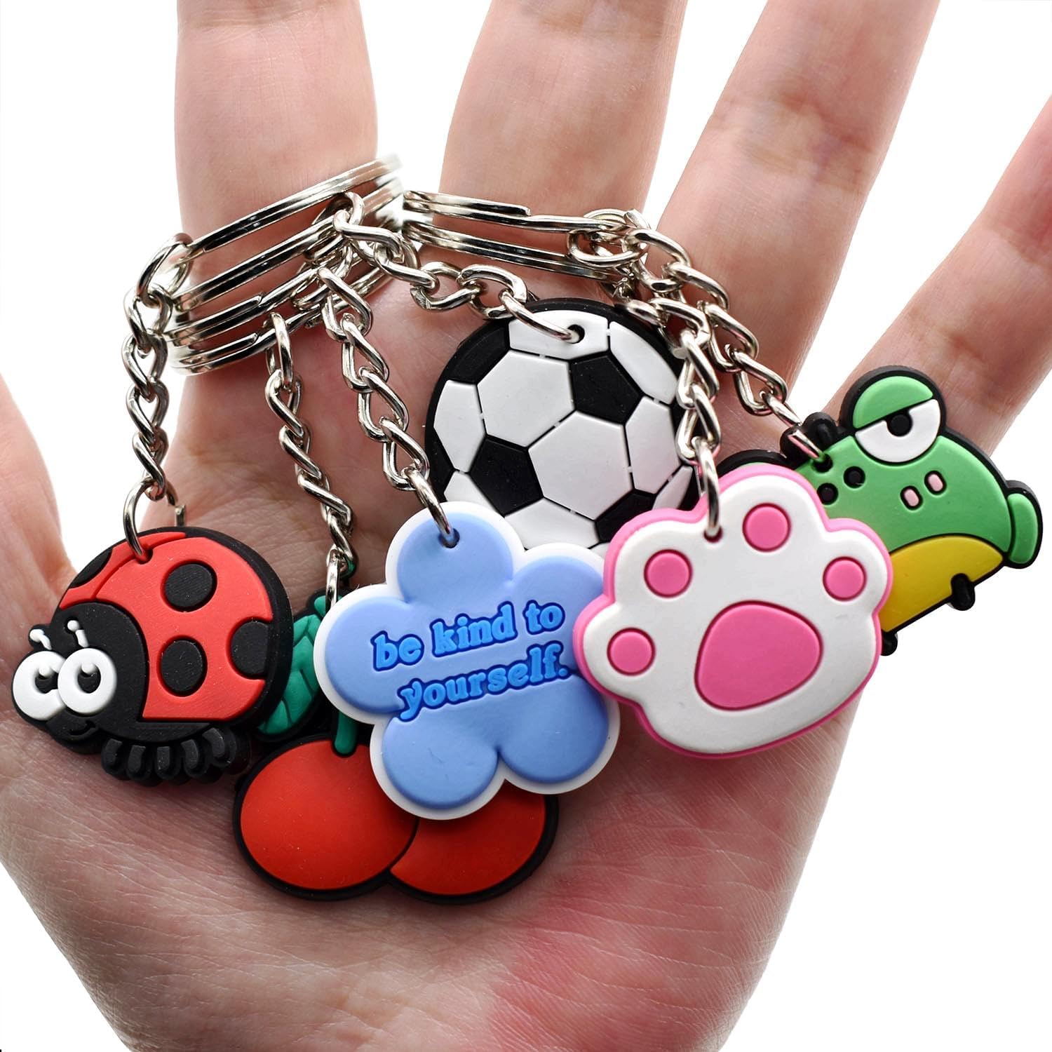 Gibleitz 30 50 100 200pcs Mixed Keychains Classroom Rewards Keyrings