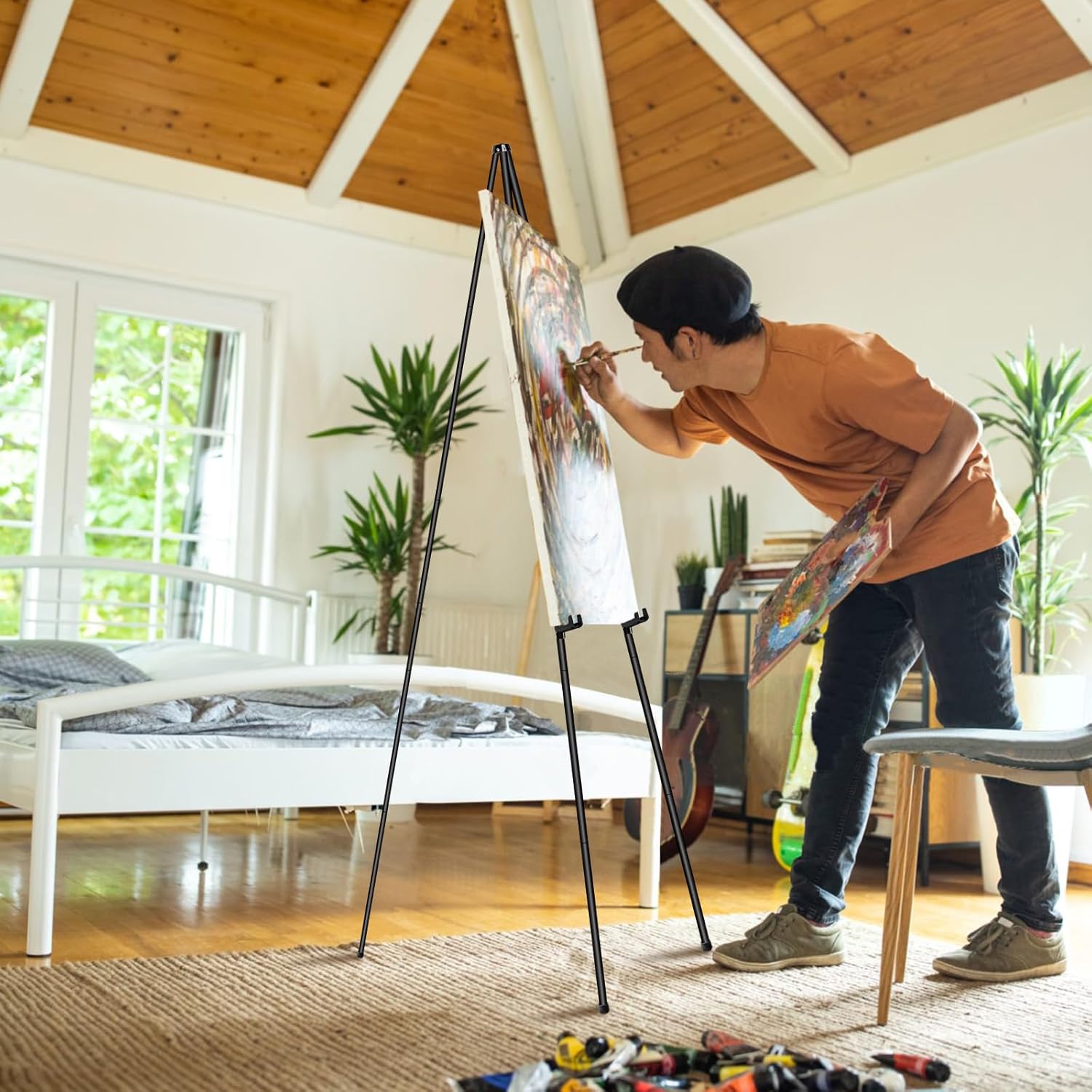 PUJIANG 2 Pack Folding Easel Stand for Signs and Art Displays