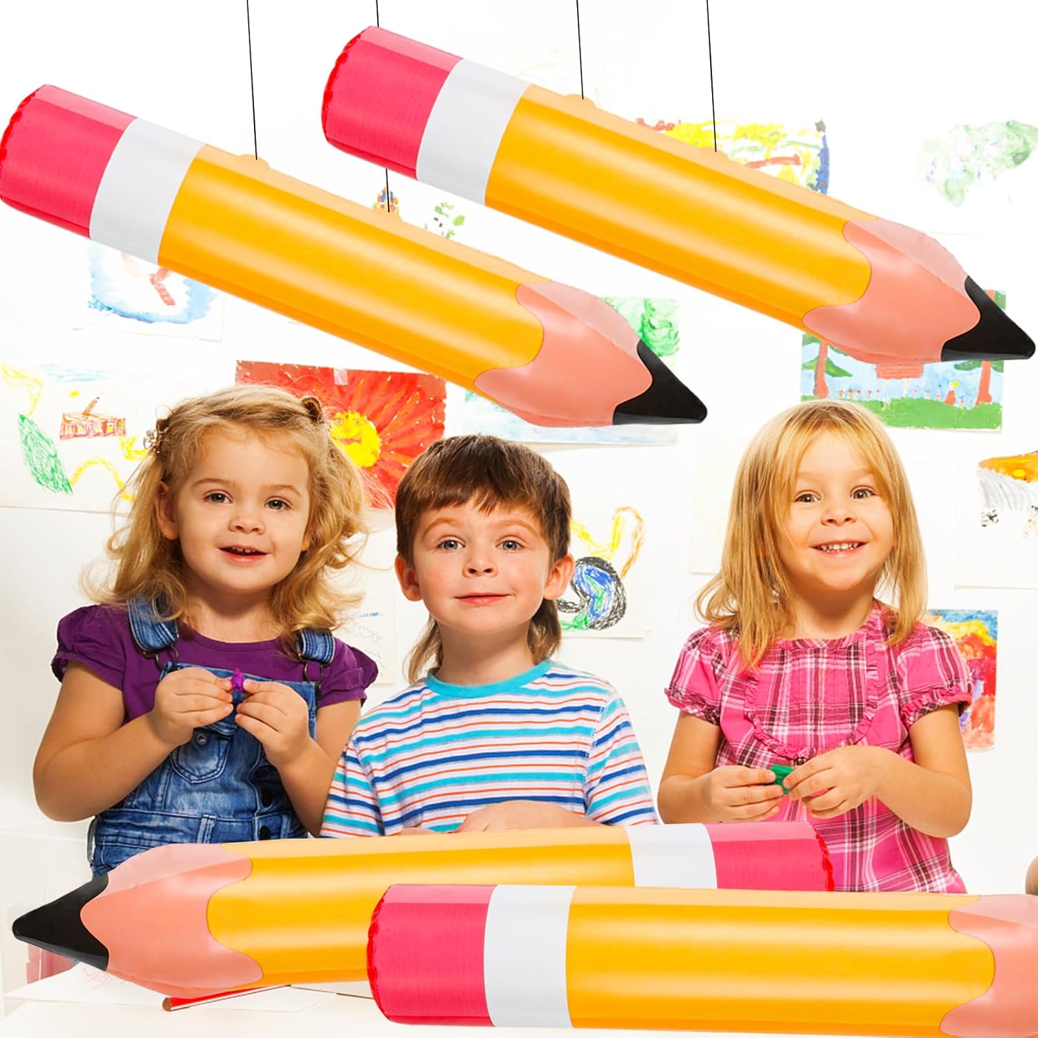 FOIMAS 6 Pack Giant Inflatable Pencils 275 Inch Yellow Decor