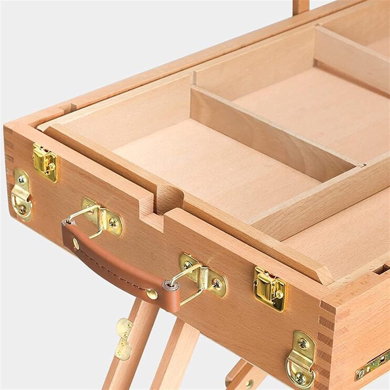 Foldable Oil Painting Box with Adjustable Wooden Easel