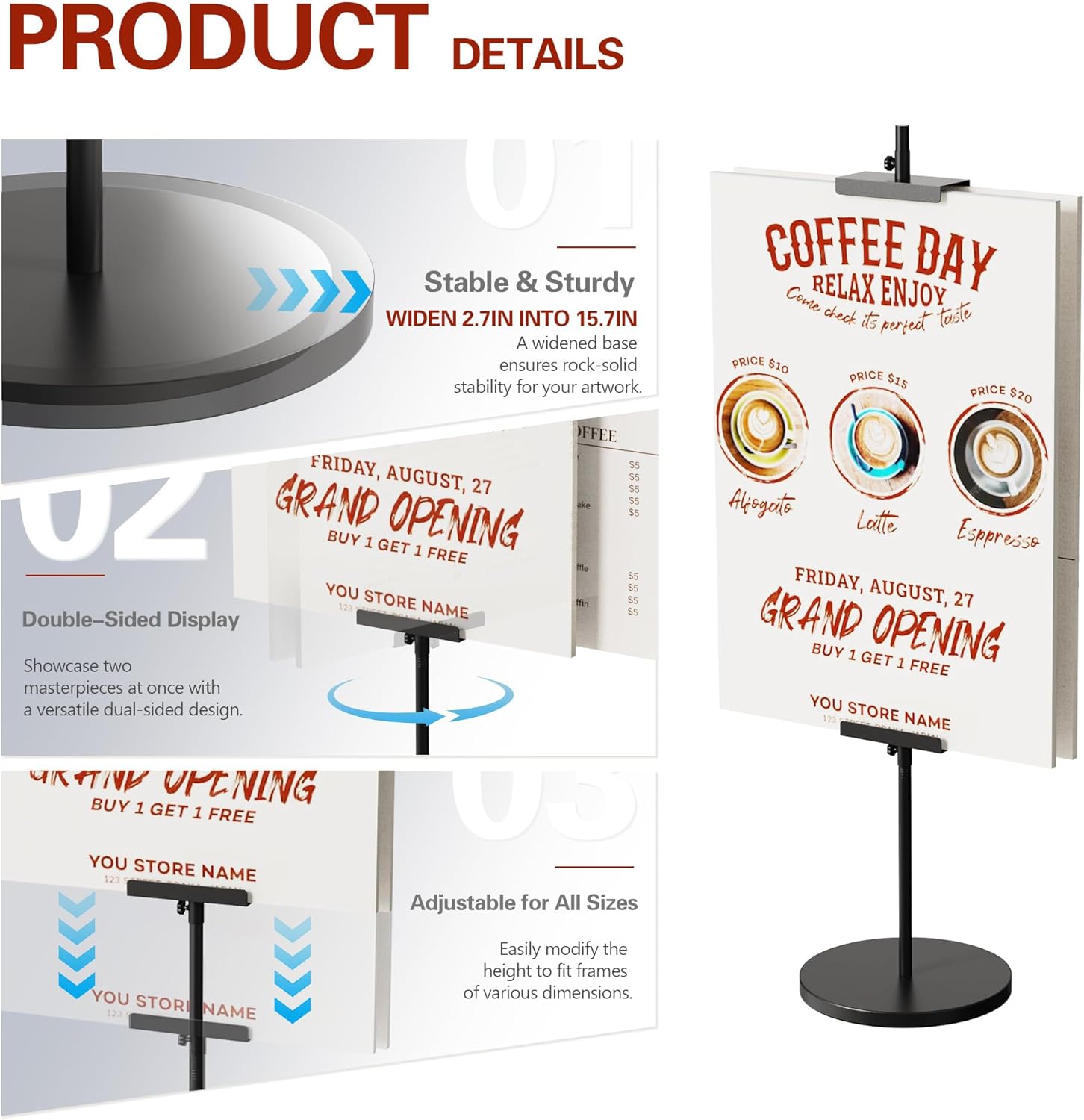 DTK Adjustable Art Easel Stand for Home and Events