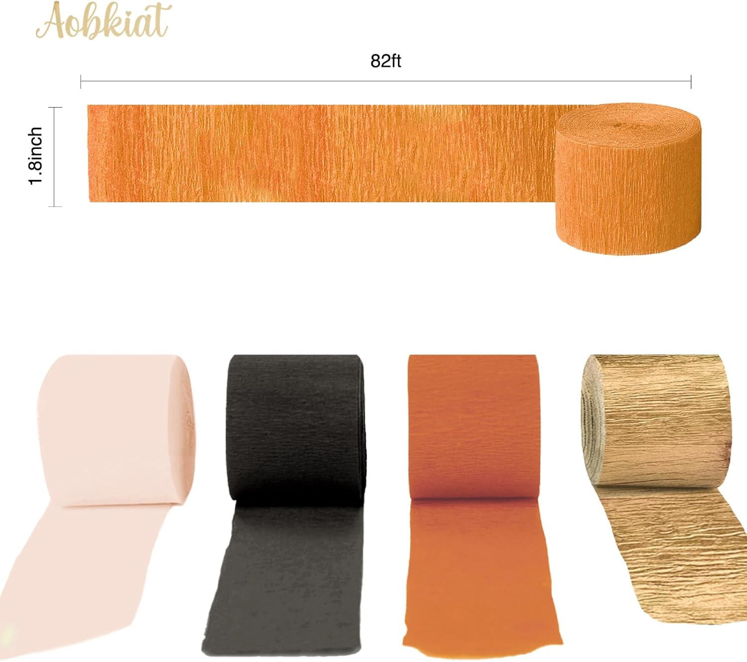 AOBKIAT Crepe Paper Streamers 5 Rolls for Fall Decorations