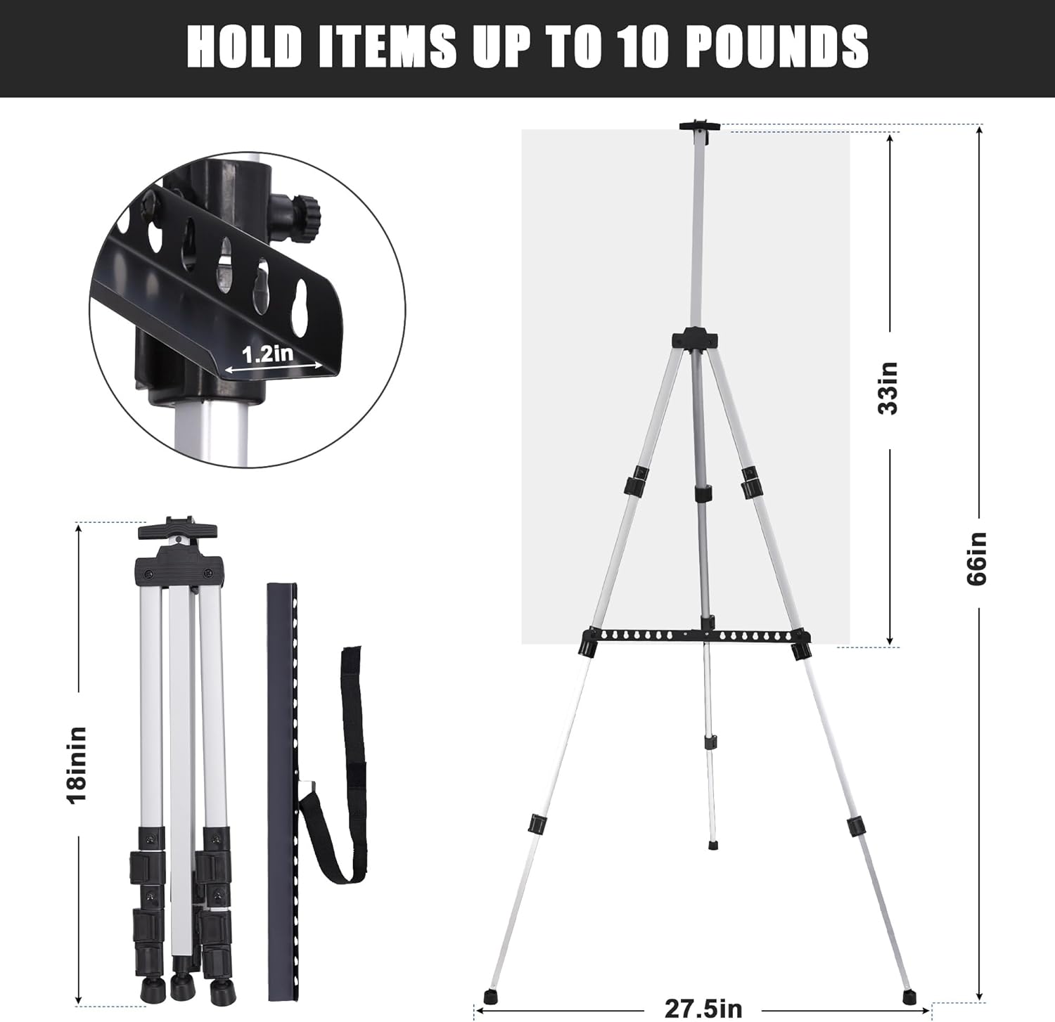Adjustable Tabletop Art Easel with Portable Bag
