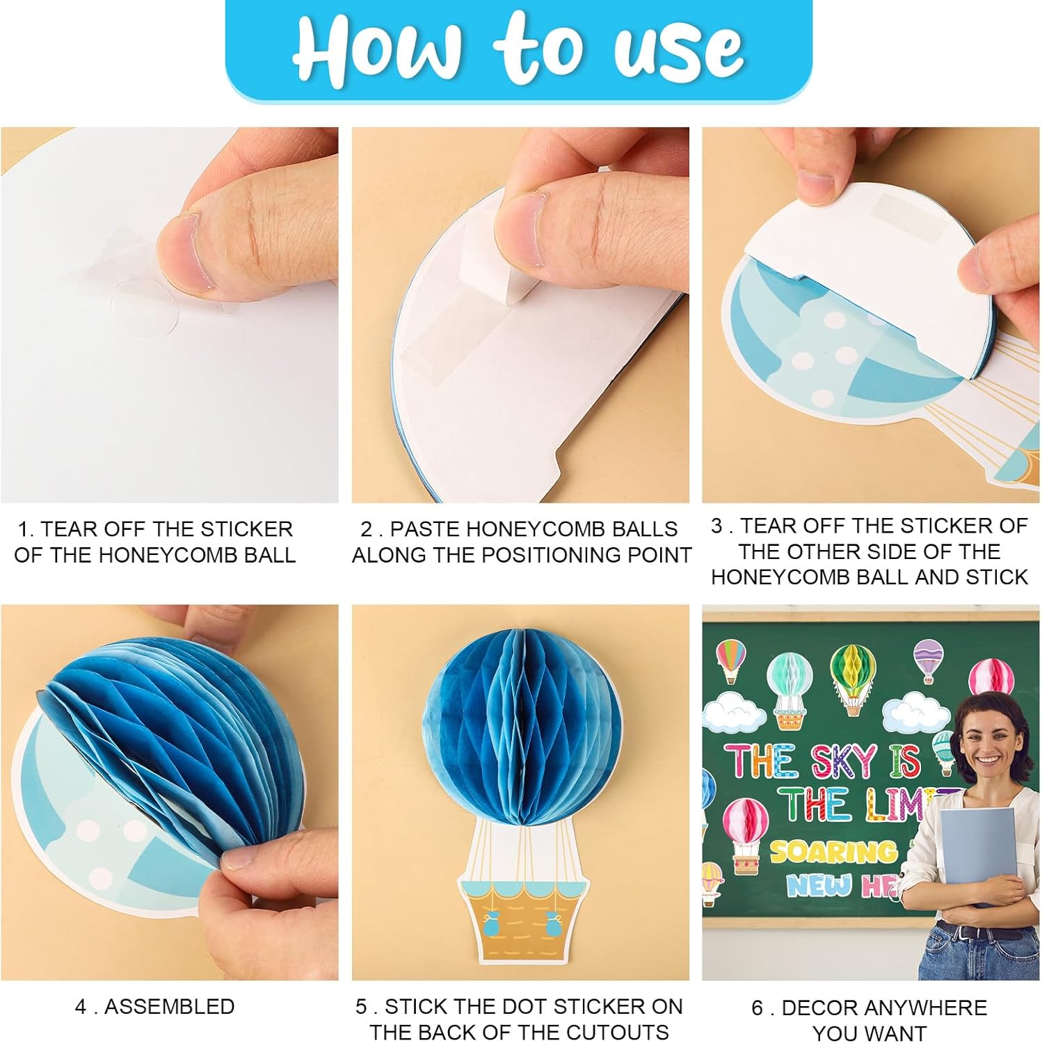 3D Hot Air Balloon Bulletin Board Decorations
