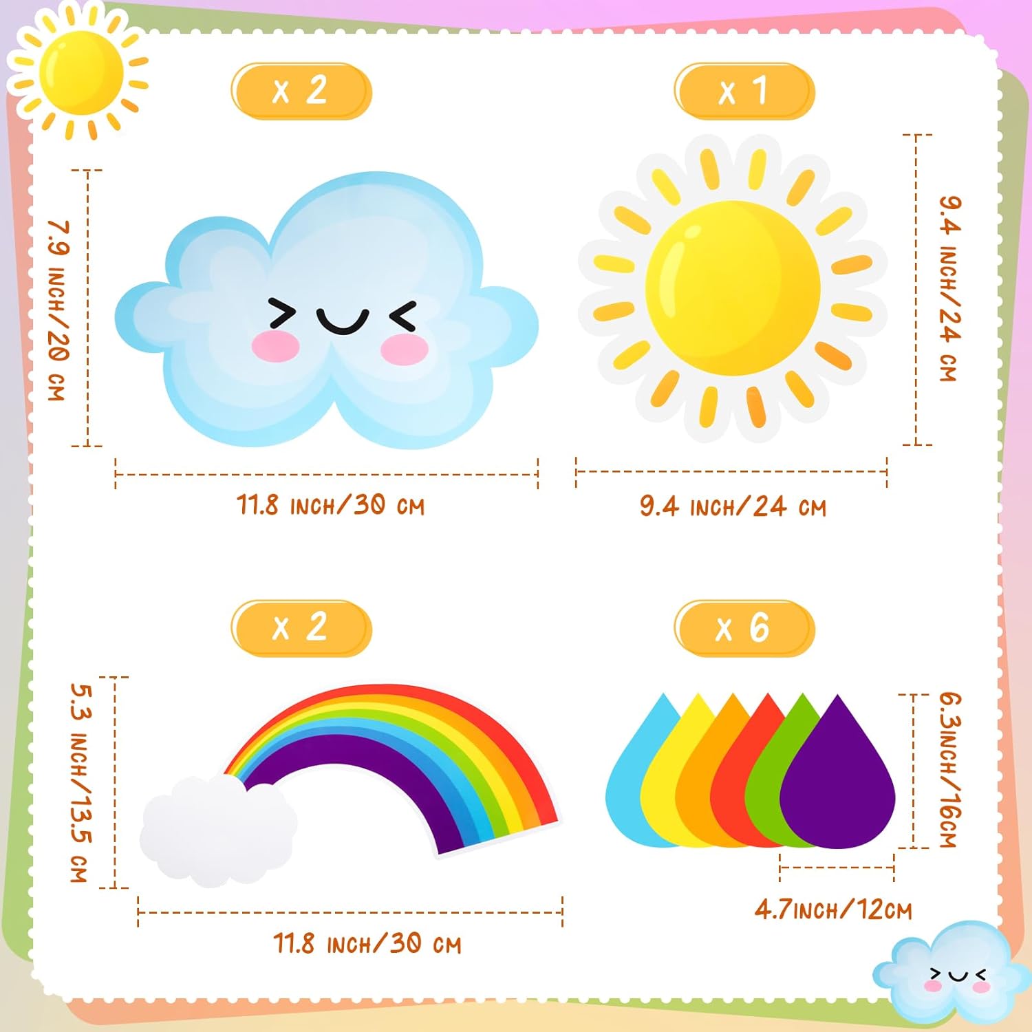 Glenmal 21 Pcs Jumbo Rainbow Bulletin Board Set