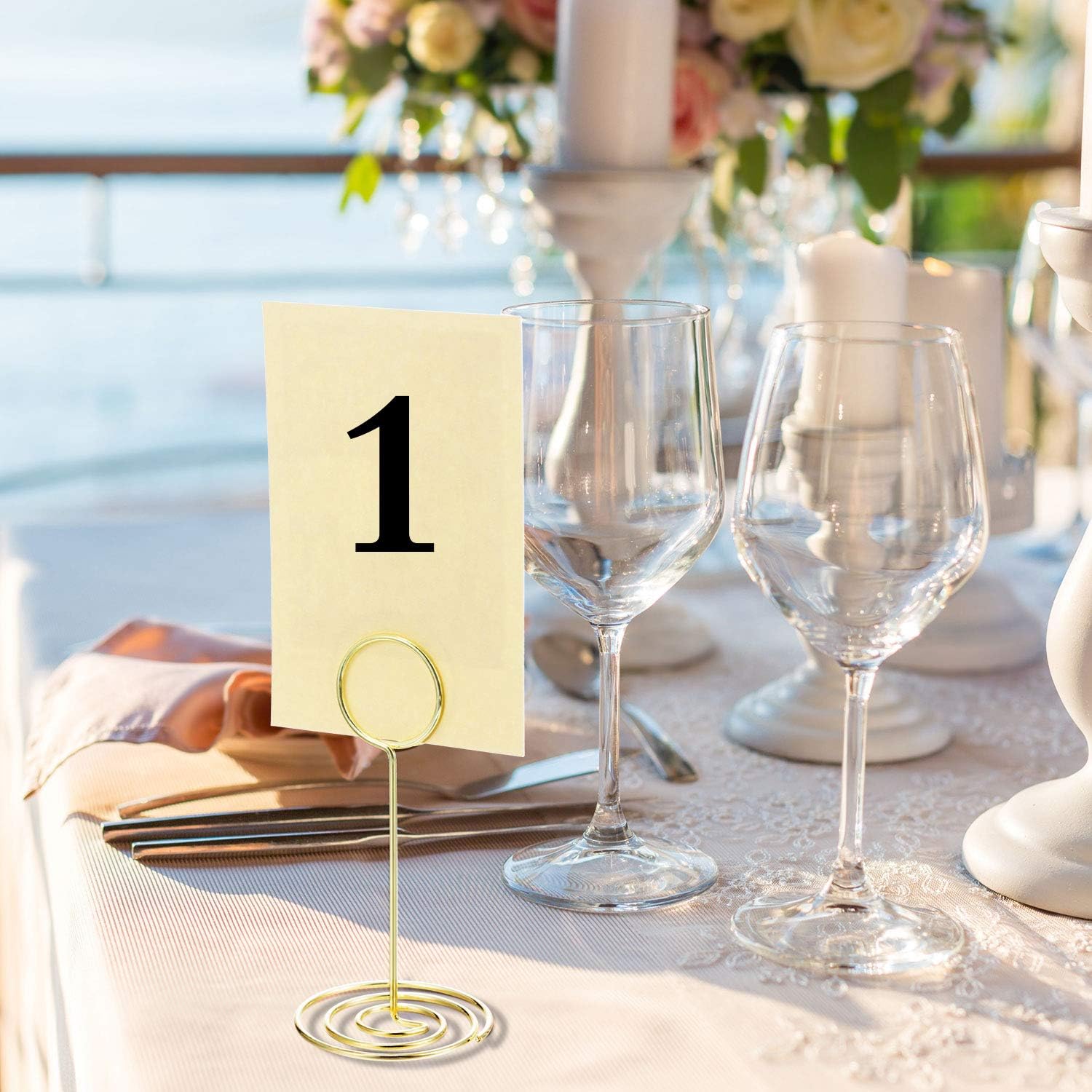 TecUnite 335 Inch Gold Table Number Holder 24 Pieces