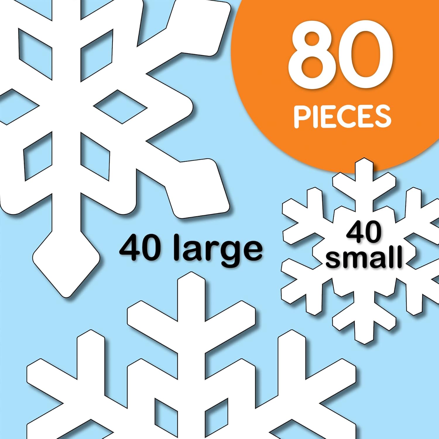 80 Pieces Snowflake Paper Cutouts with Idea Guide