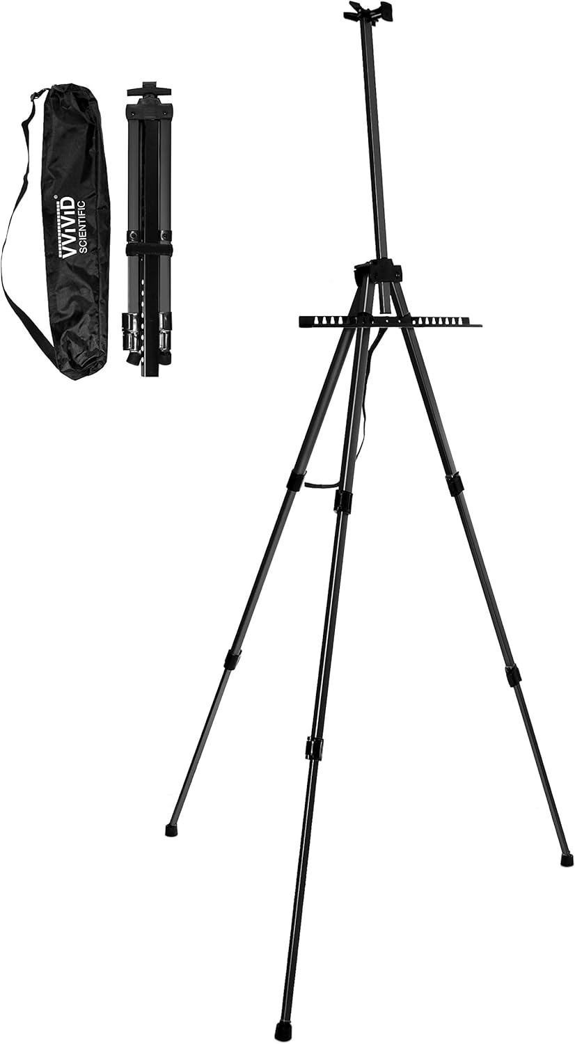 VViViD Black Aluminum Adjustable Display Easel with Carrying Case 64