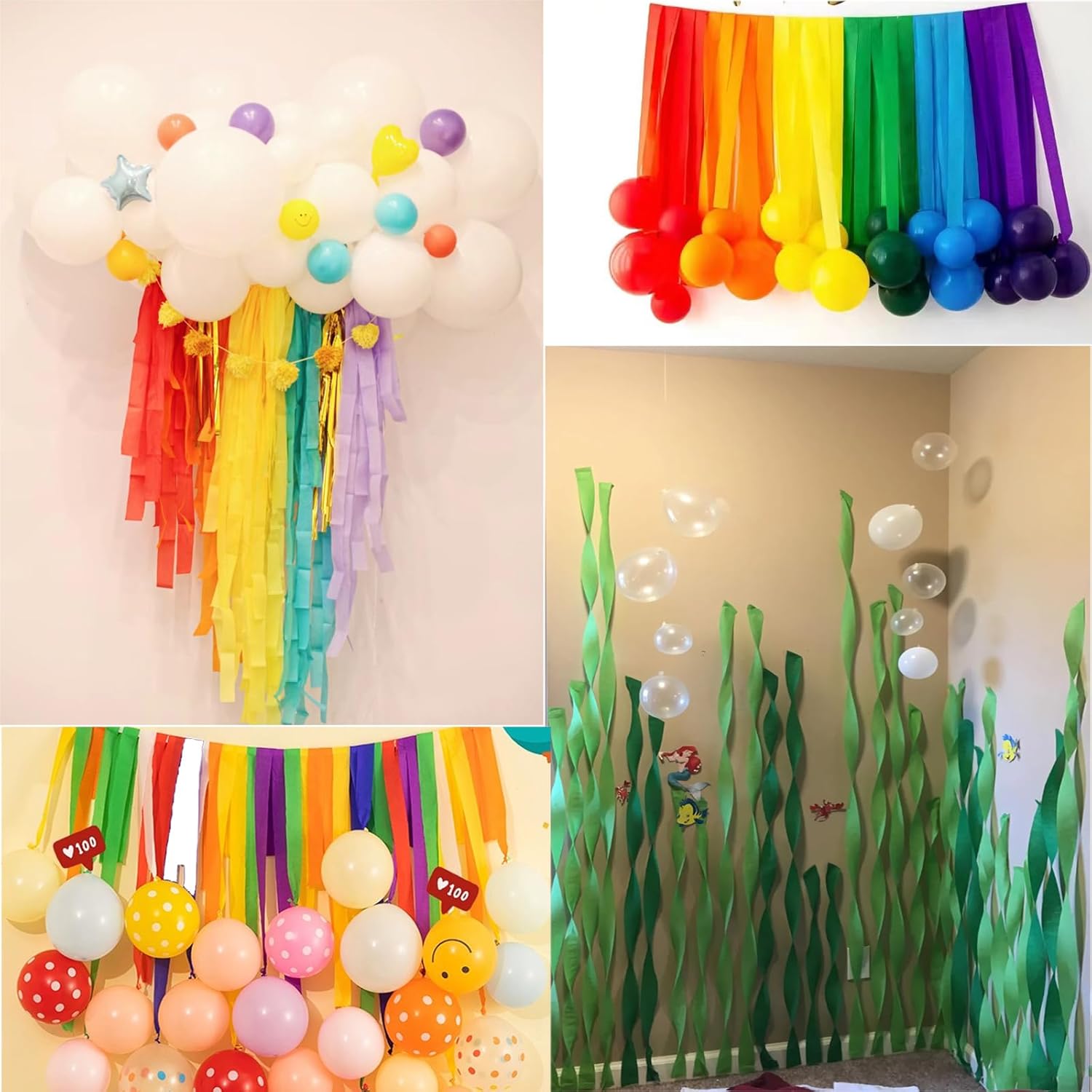 Crepe Paper Streamers 6 Rolls Rainbow Party Decorations