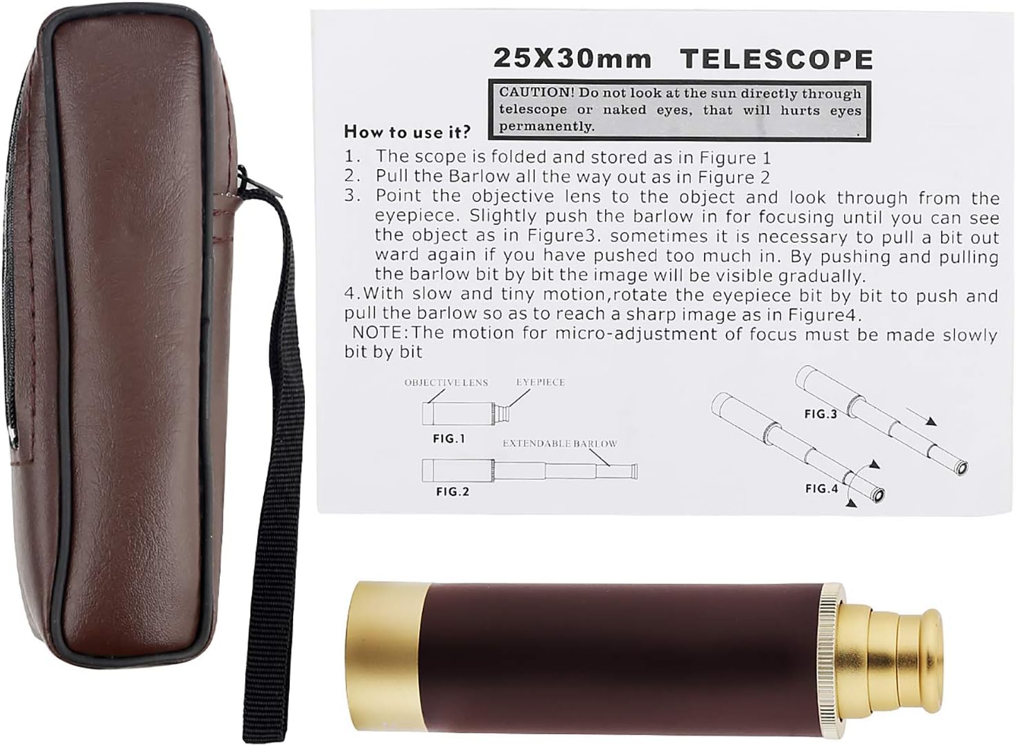 Dangshan Telescope Brass Pirate Monocular - Waterproof 25x30x Collapsible