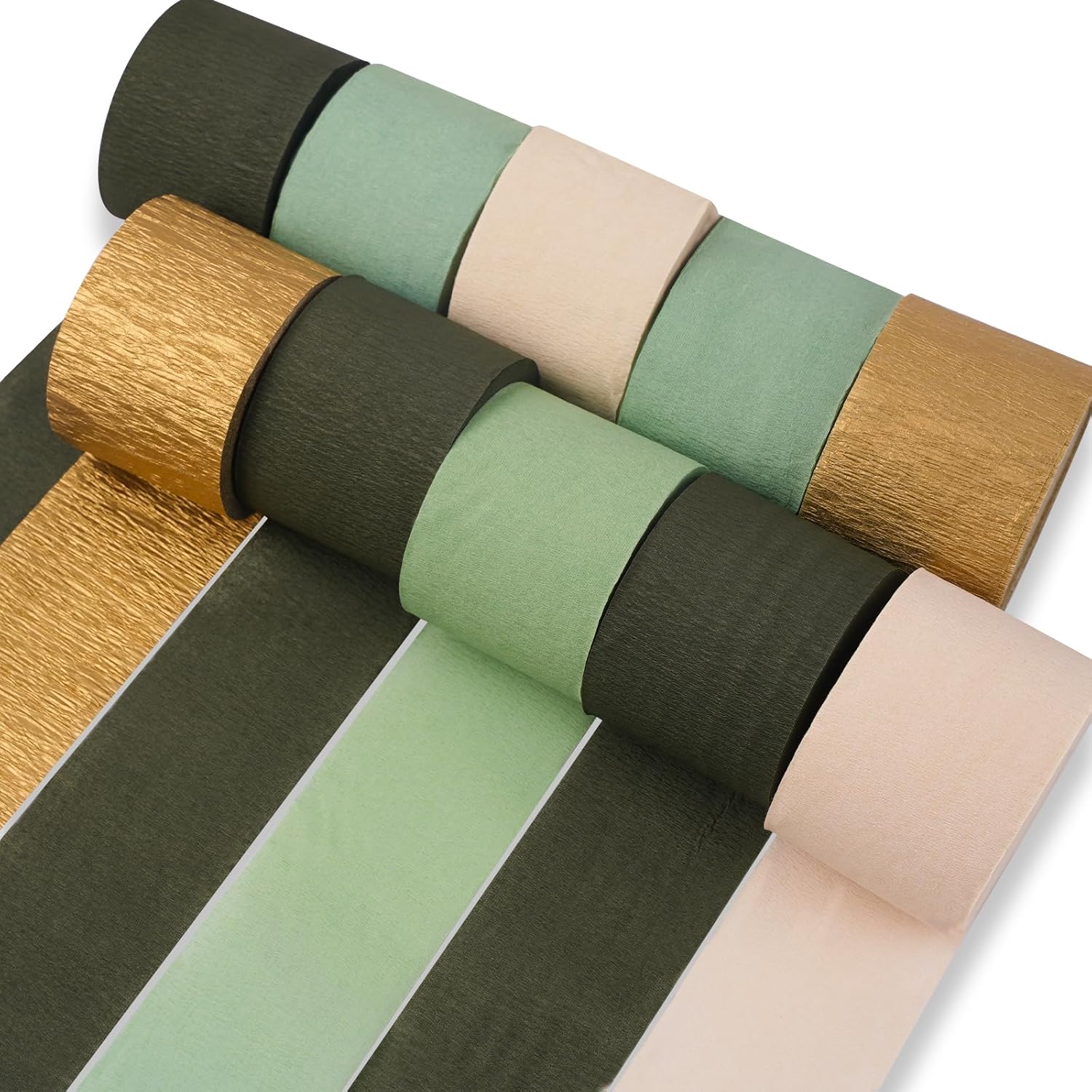 PartyWoo Green Crepe Paper Streamers 10 Rolls 820 Ft Pack