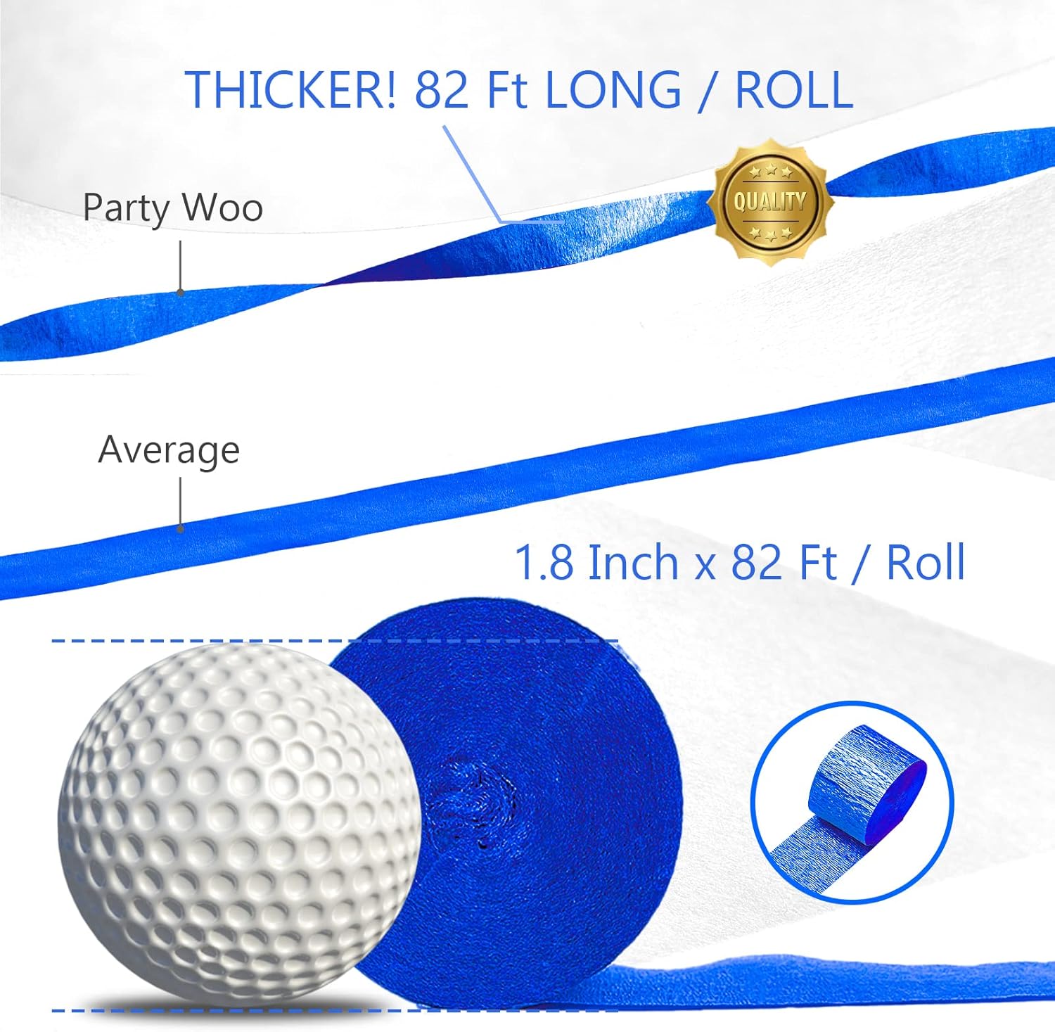 PartyWoo Crepe Paper Streamers 4 Rolls Red and Blue