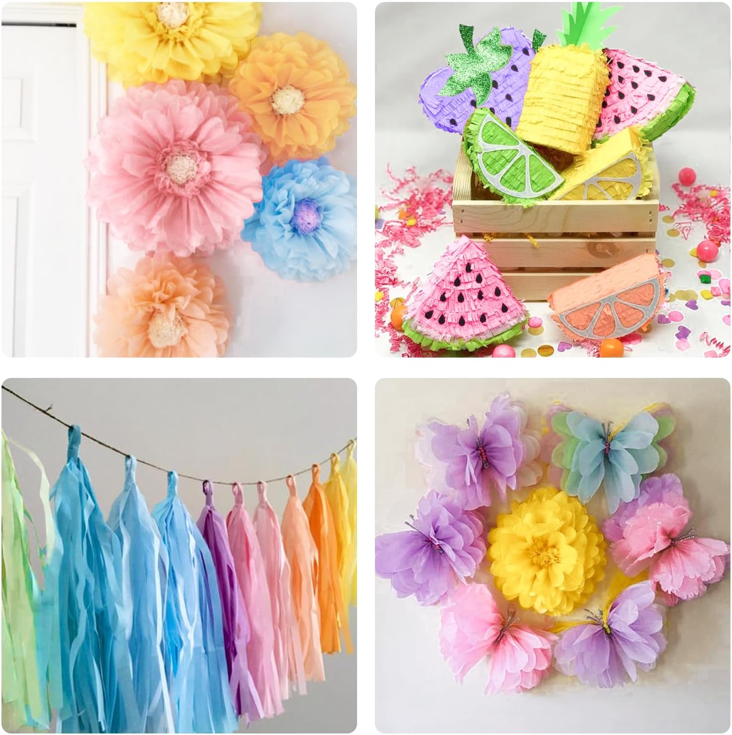 Crepe Paper Streamers 6 Rolls Pastel Rainbow
