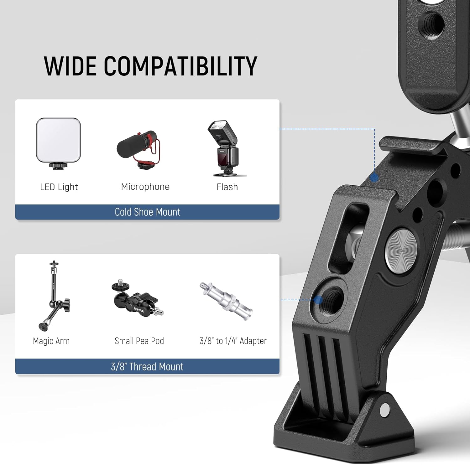 NEEWER Double Super Clamp Camera Mount with Magic Arm