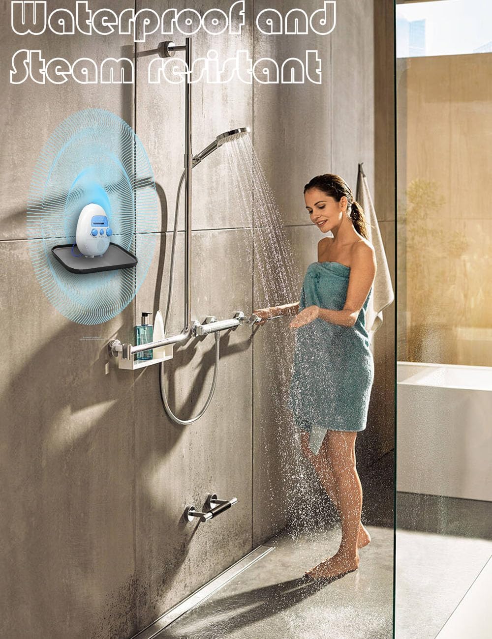 Shower Radio with AM FM Splash Proof and Rotating Knob