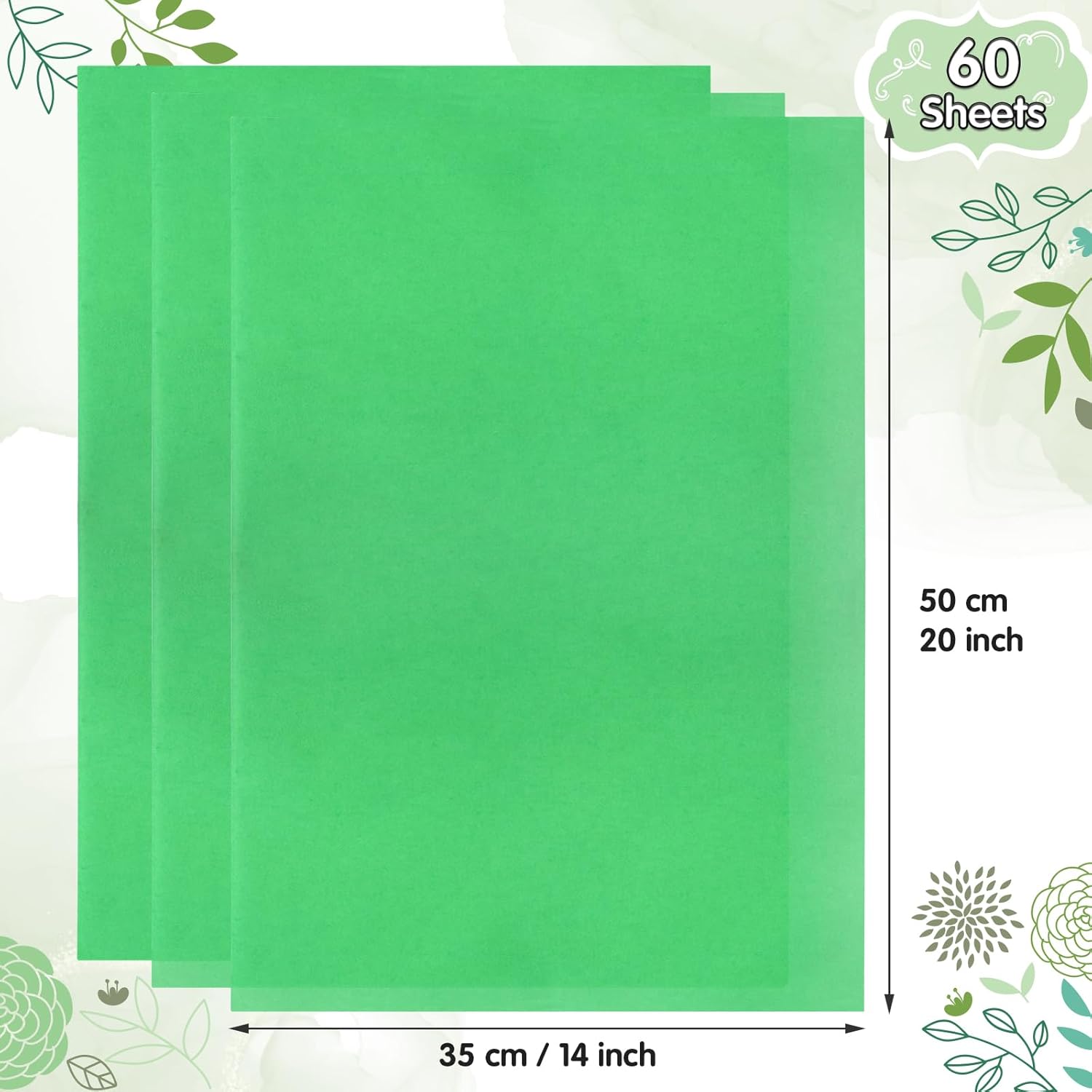 Naler 60 Sheets Green Tissue Paper for Gift Wrapping