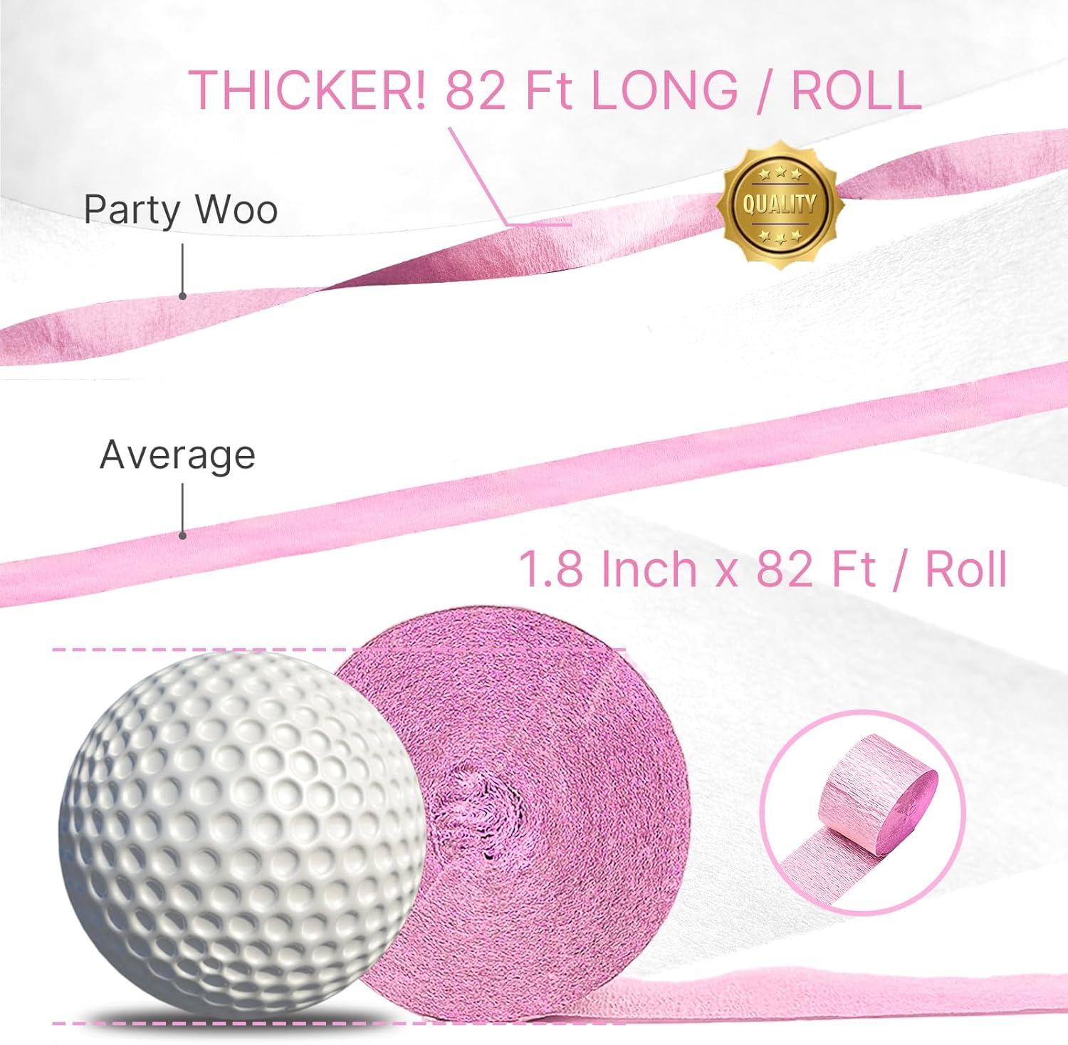 PartyWoo Pink and Red Crepe Paper Streamers 4 Rolls 328 Feet Total