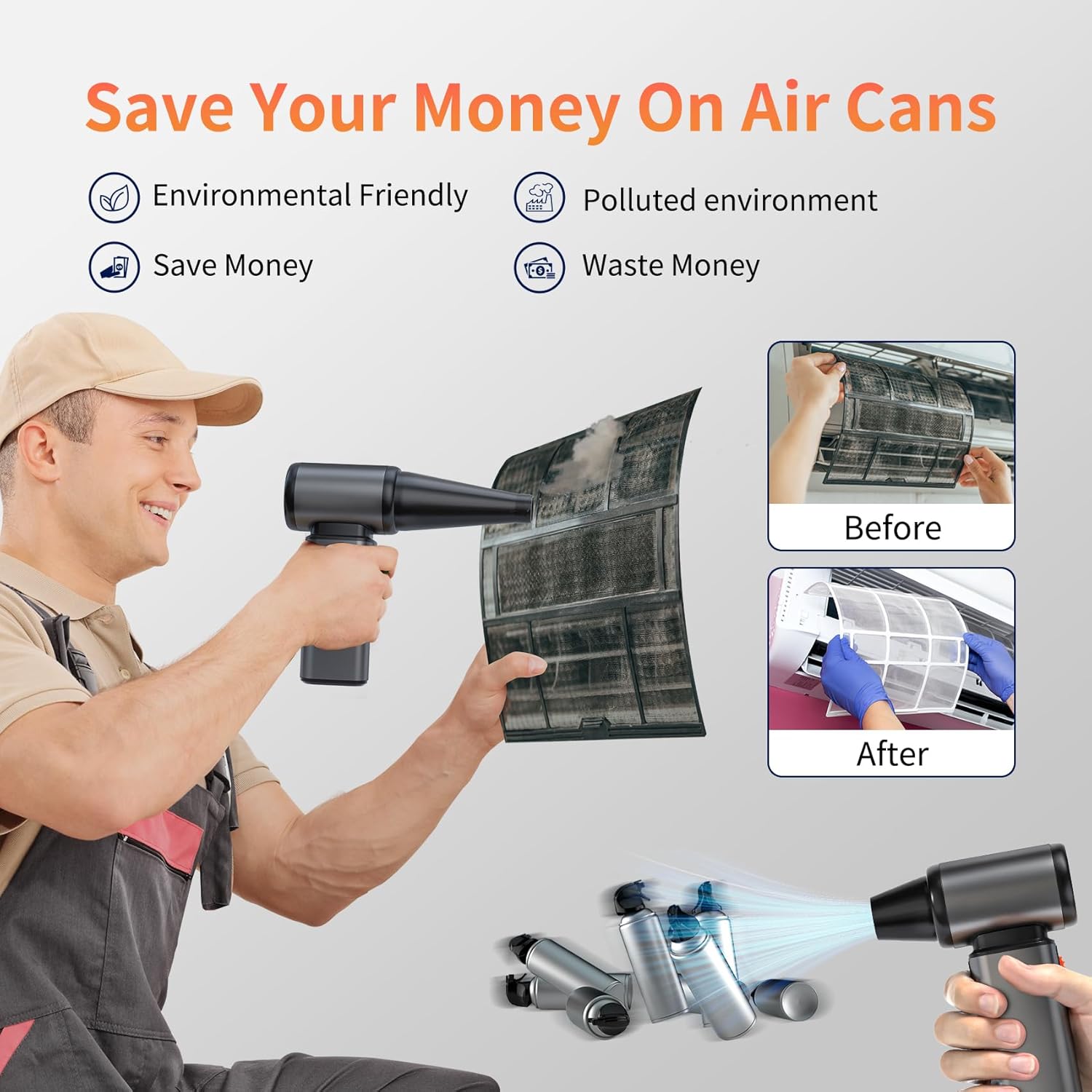 Synric Cordless Air Duster with Stepless Speed Control