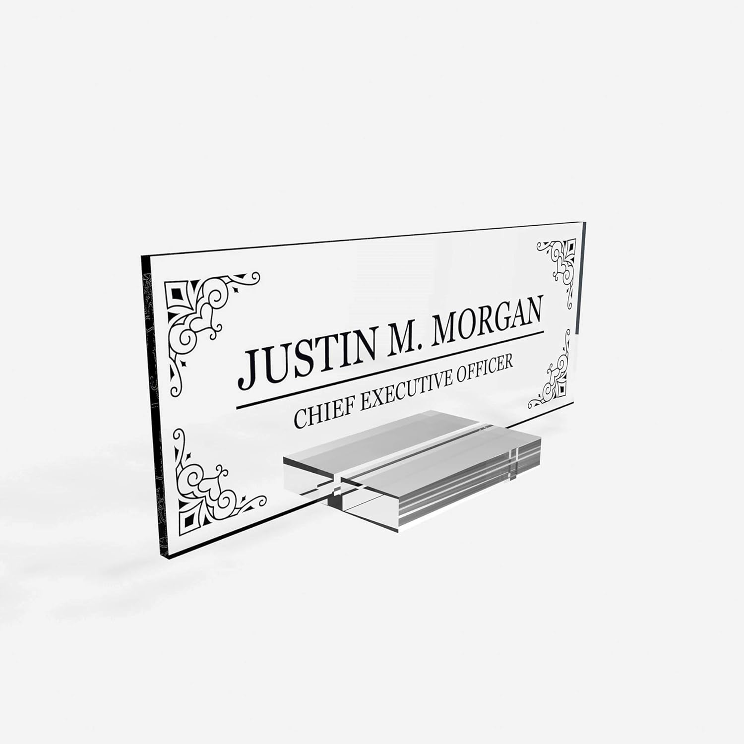 Personalized Desk Nameplate - Acrylic Office Decor 8x3 Inch