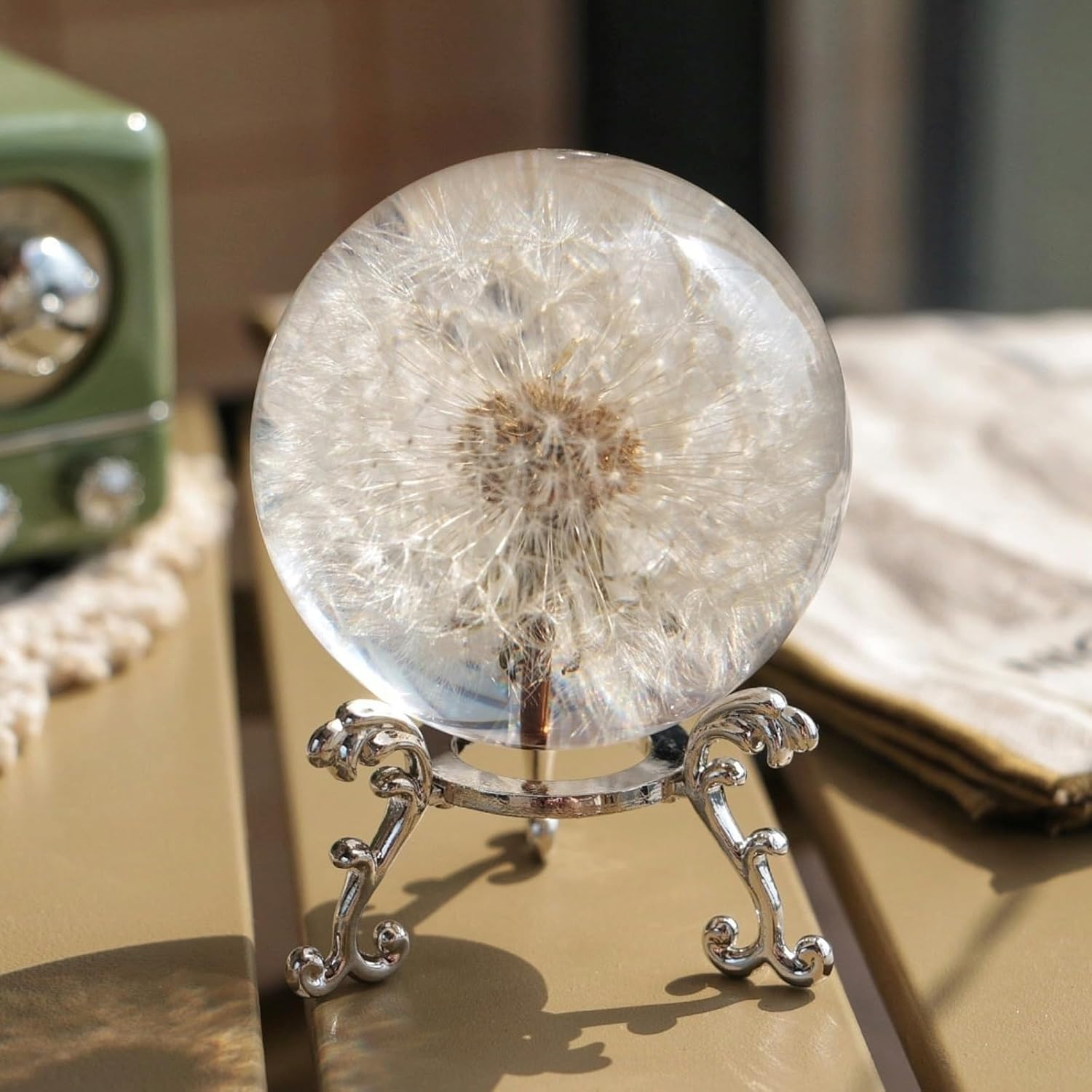 Real Dandelion Paperweight 60mm with Stand