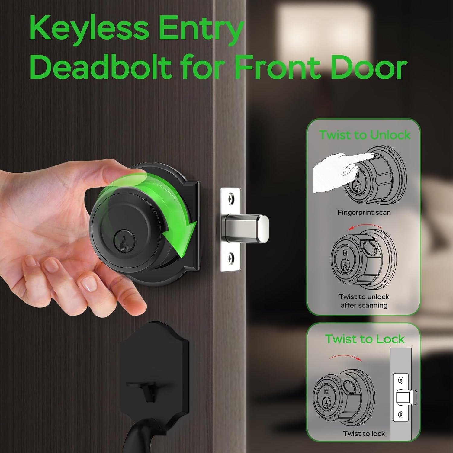 GeekTale Smart Deadbolt Door Lock with Biometric Fingerprint and App Control