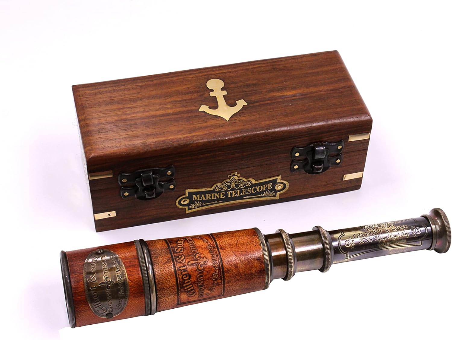 Handcrafted Brass Nautical Telescope with Box