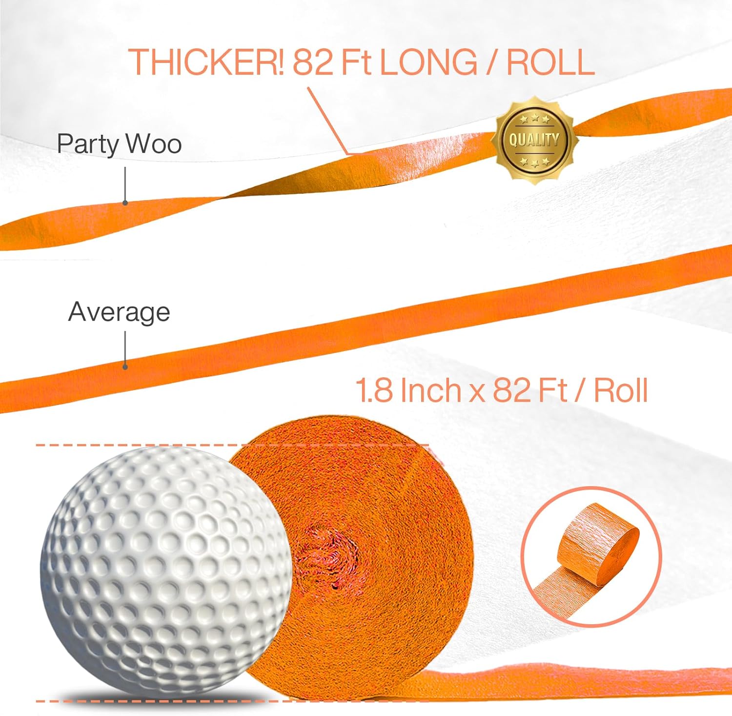 PartyWoo Crepe Paper Streamers 6 Rolls 492ft Pack