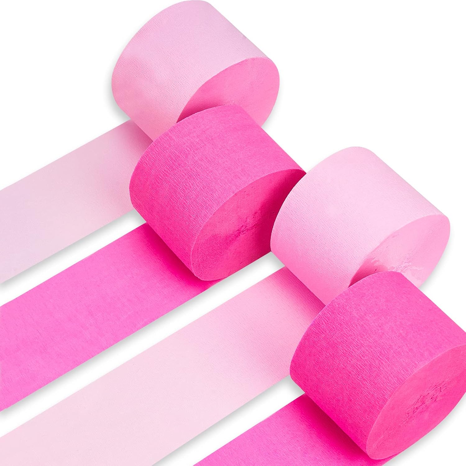 PartyWoo Crepe Paper Streamers 4 Rolls Hot Pink and Pink