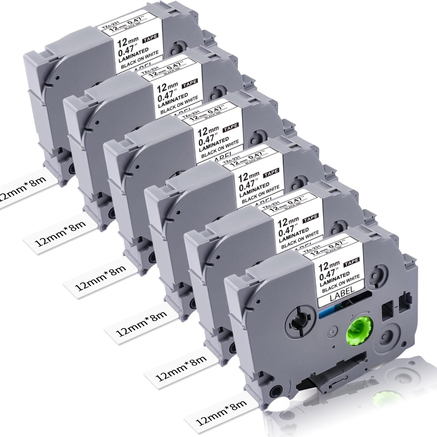 6-PK Lonitul Label Tapes for Brother TZe-231