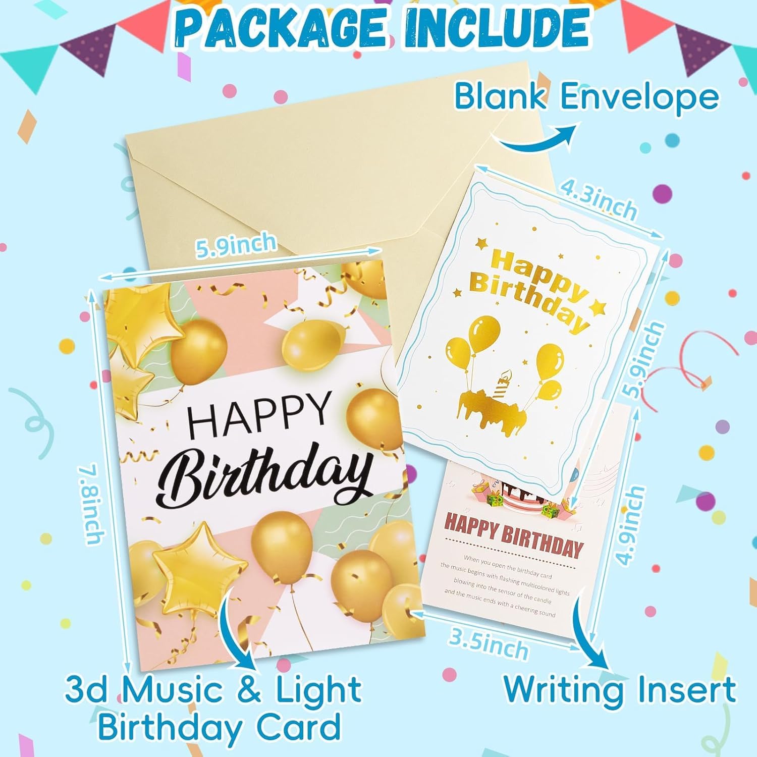 Lupow 3D Pop Up Musical Birthday Card with Lights