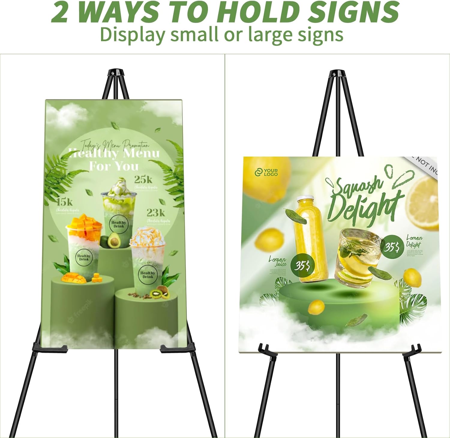 PUJIANG 2 Pack Folding Easel Stand for Signs and Art Displays