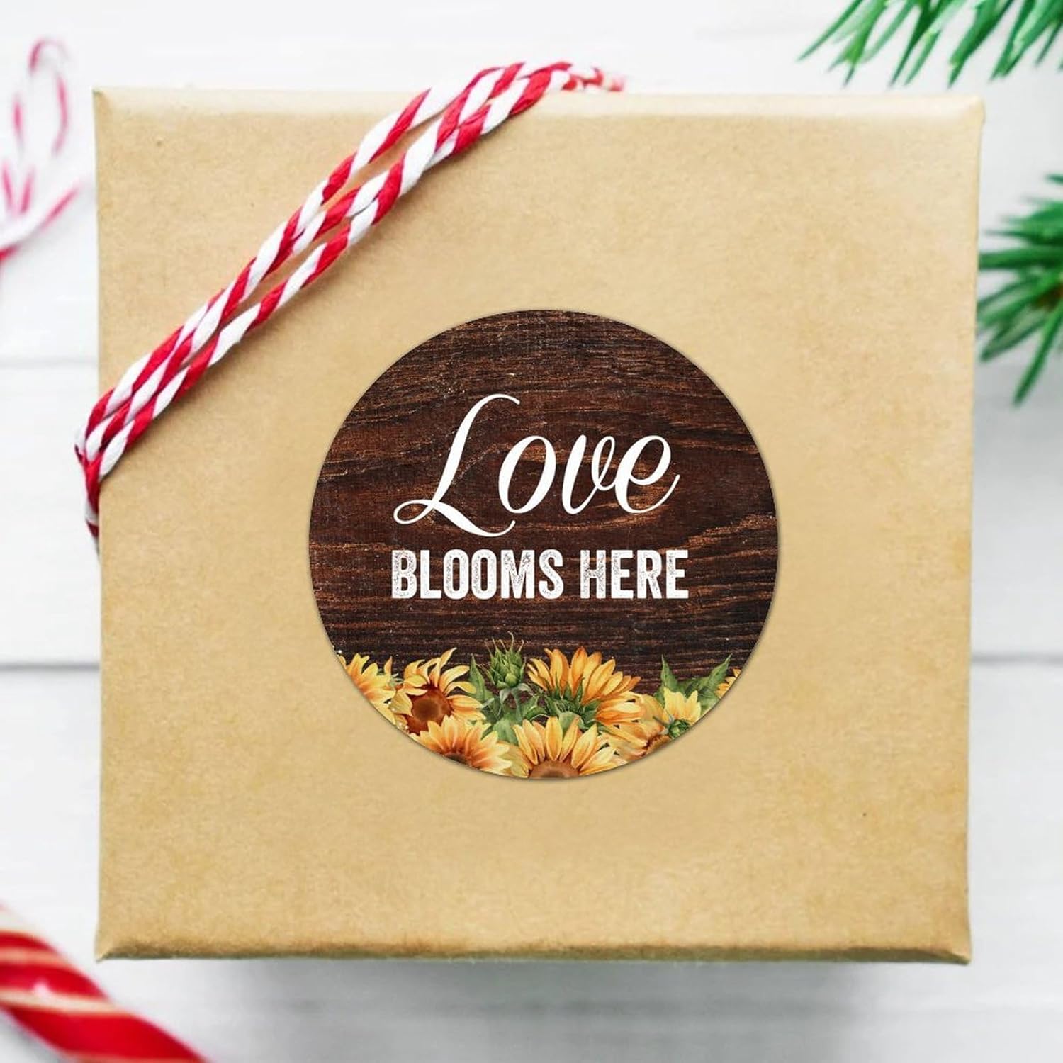 3in Round Label Stickers 100pcs Love Blooms Here Quotes