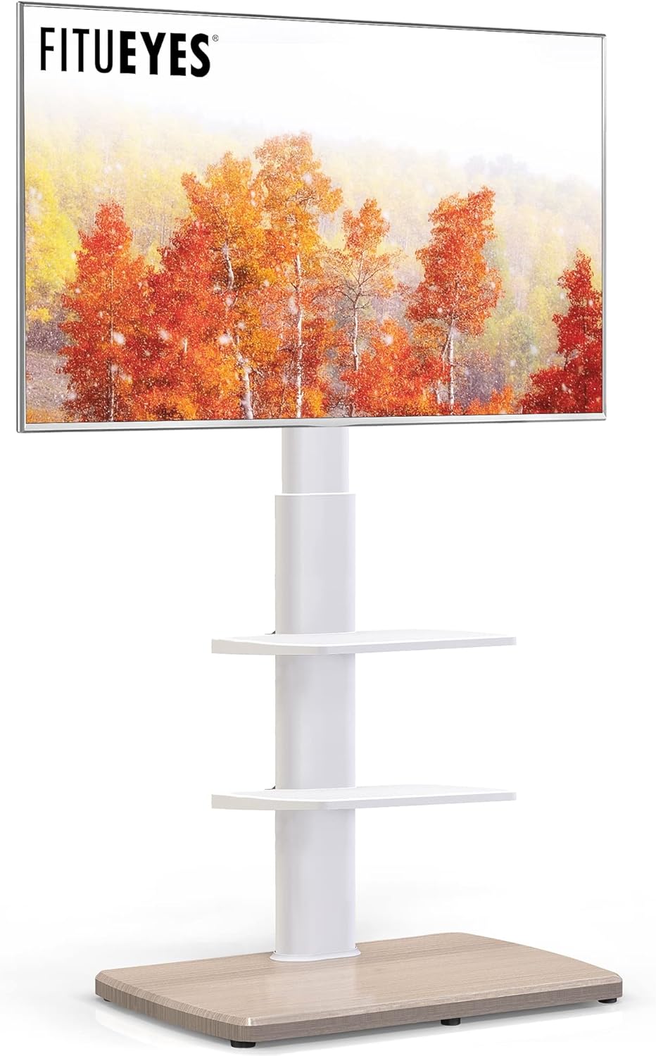 FITUEYES Height Adjustable Corner TV Stand White