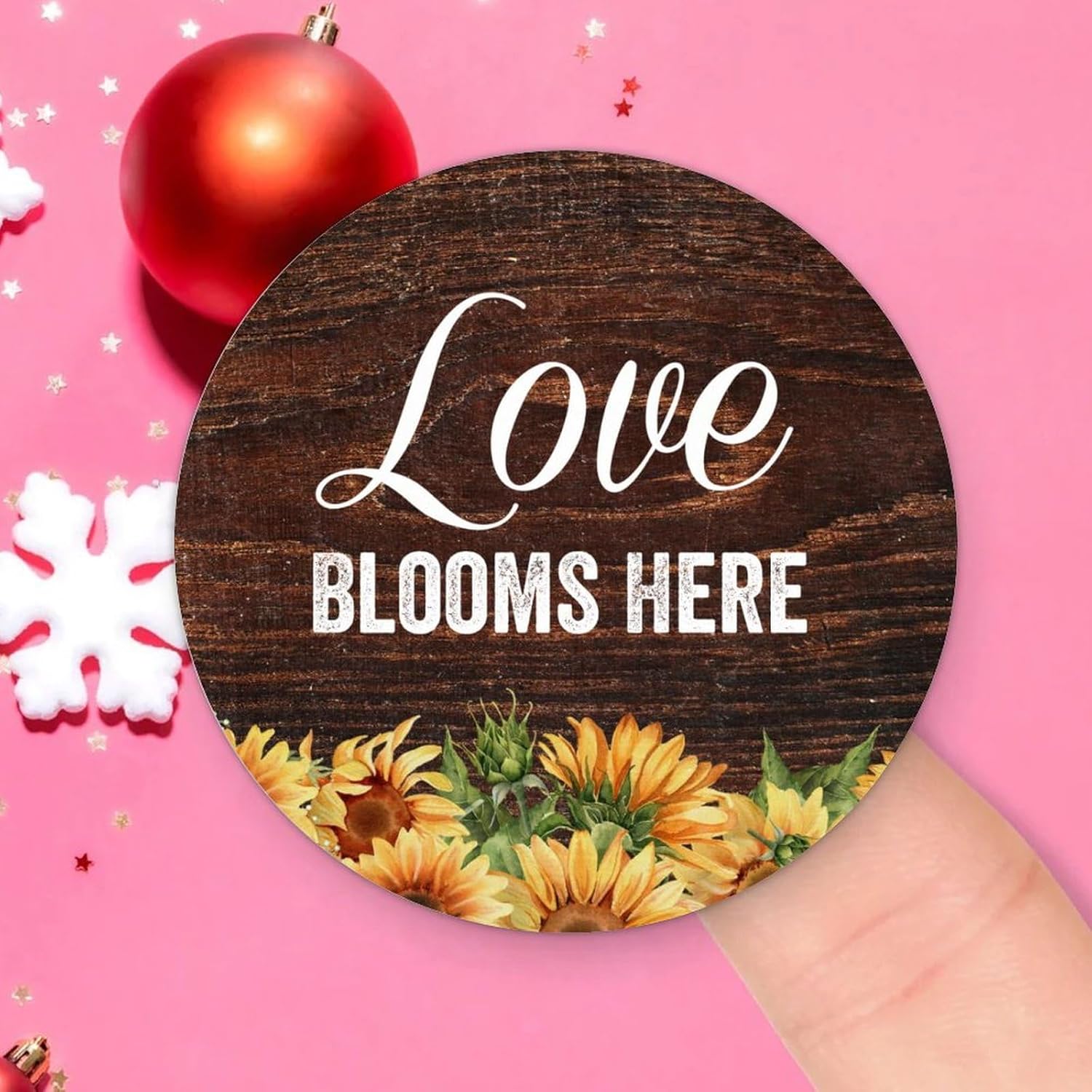 3in Round Label Stickers 100pcs Love Blooms Here Quotes
