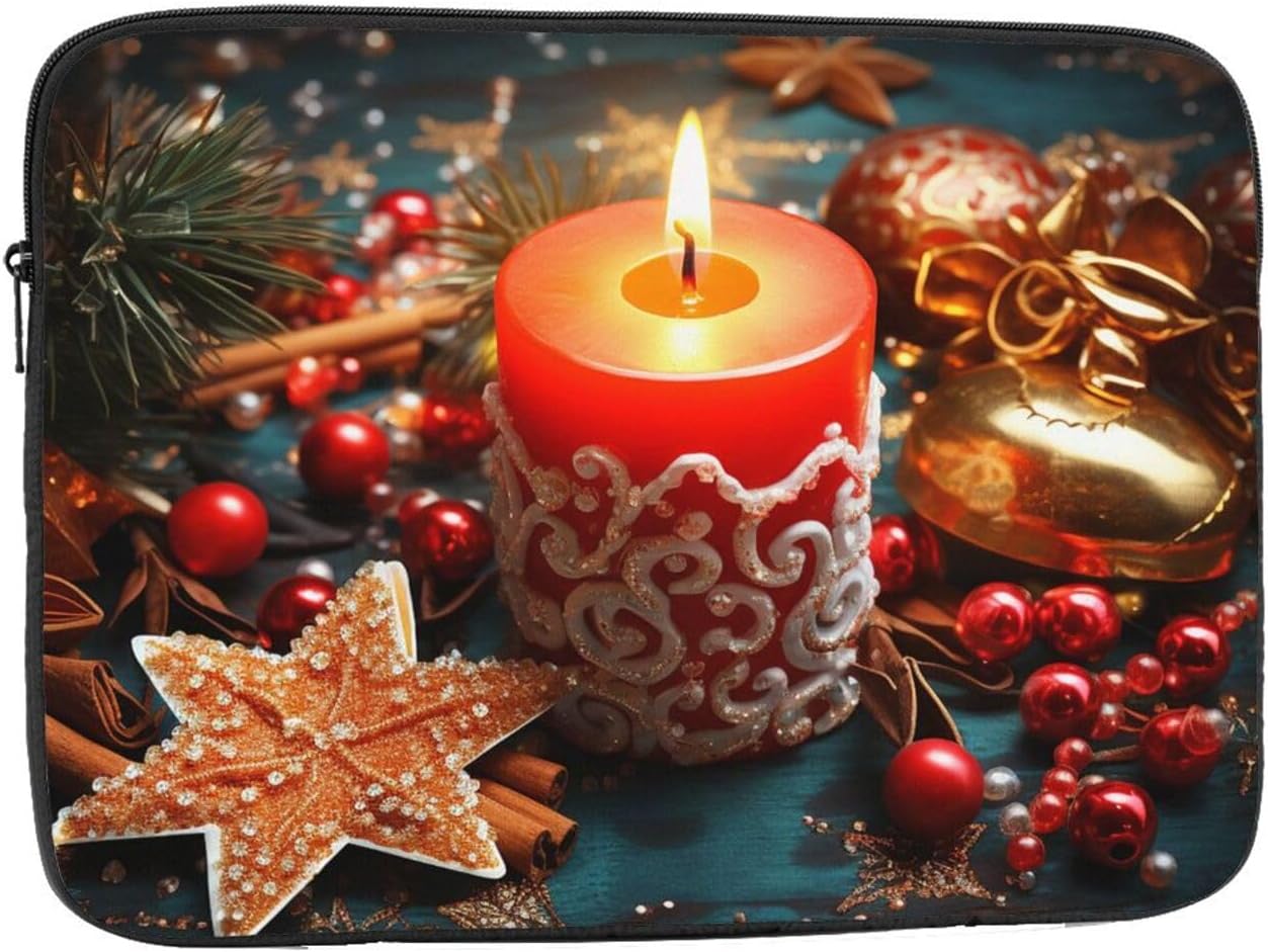 OPSREY Christmas Candle Print Laptop Sleeve 12 Inch