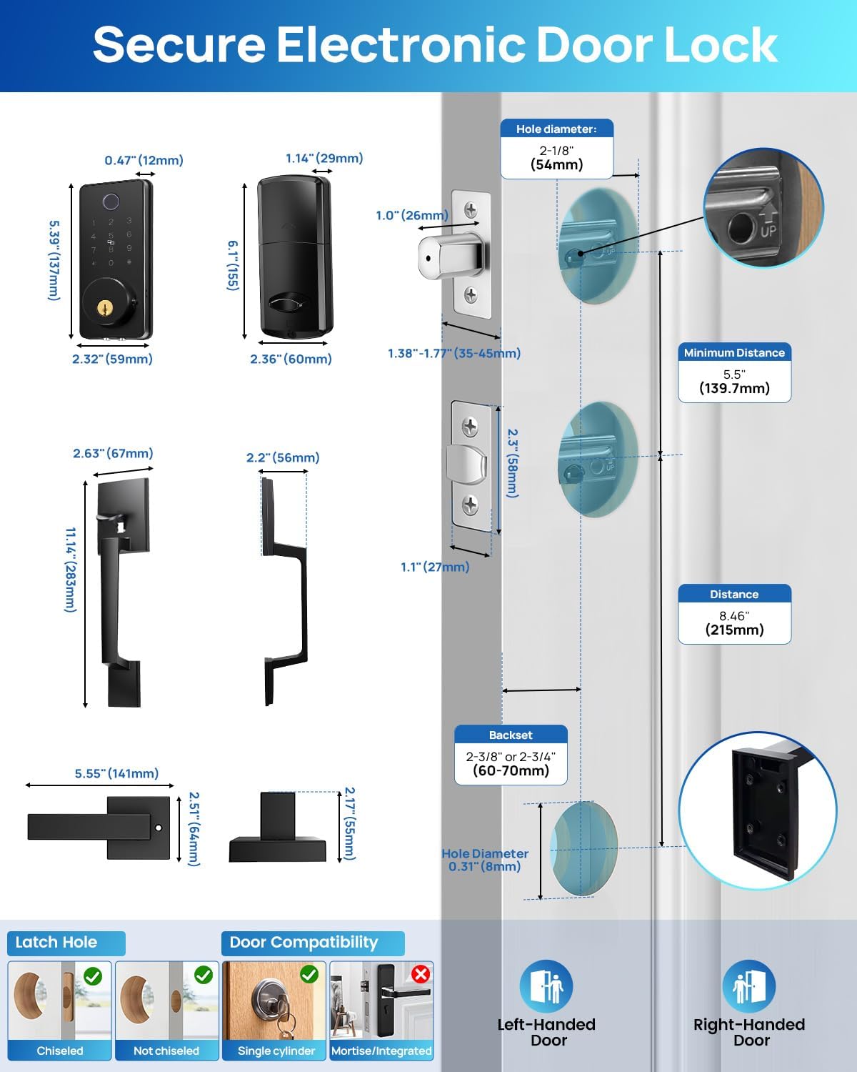 Smart Fingerprint Door Lock Set with APP Control