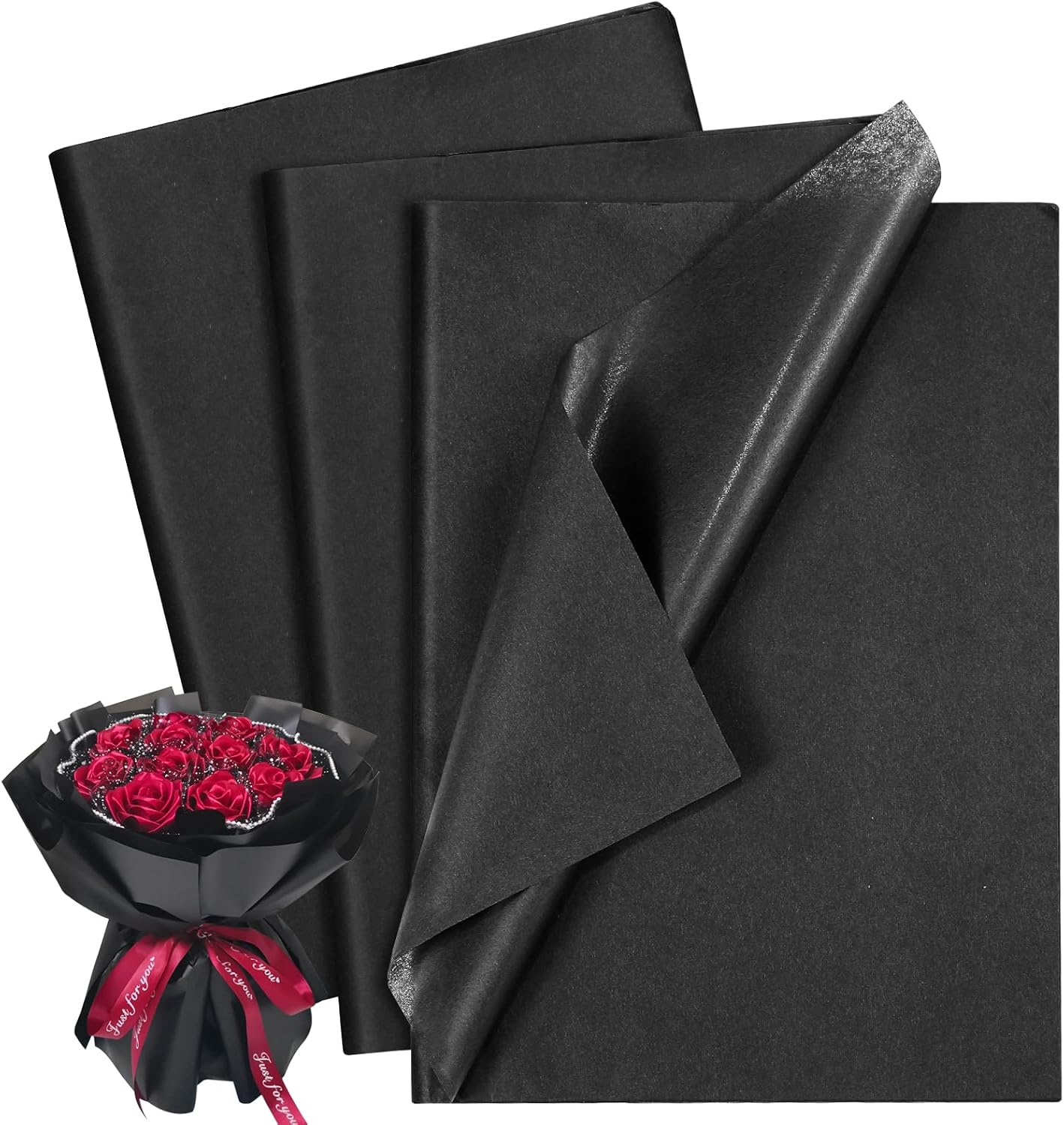 Naler Black Tissue Paper 60 Sheets 14x20 Inch for Art Crafts