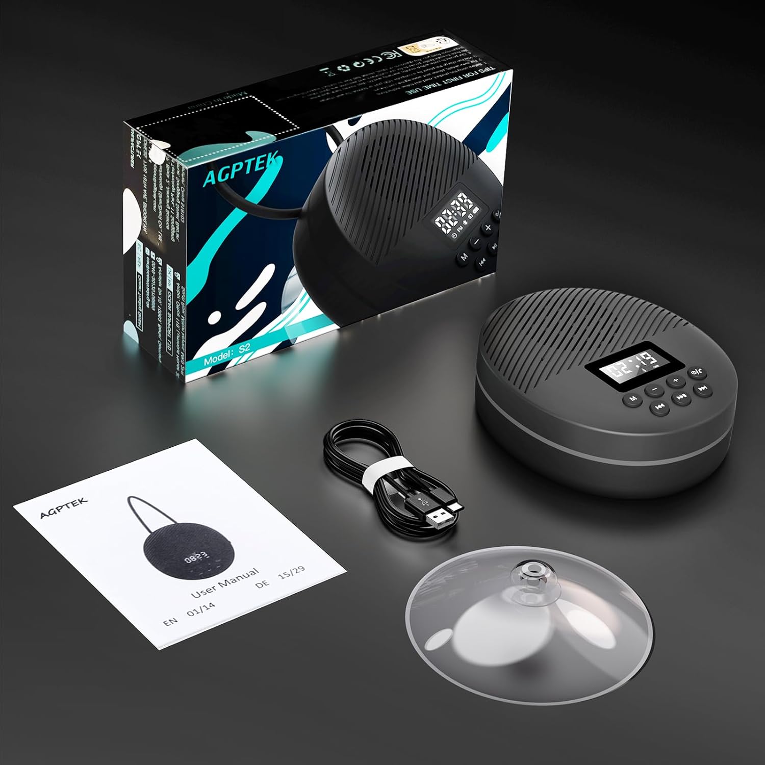 AGPTEK Waterproof Bluetooth Shower Speaker with LCD Display