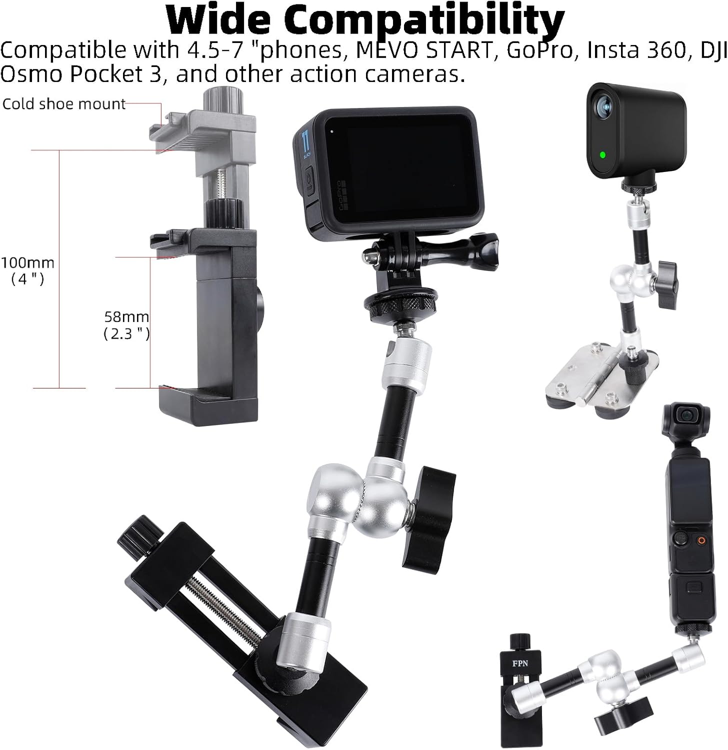 FPN Magnetic Phone Fence Mount with Clip Kit for Action Cameras